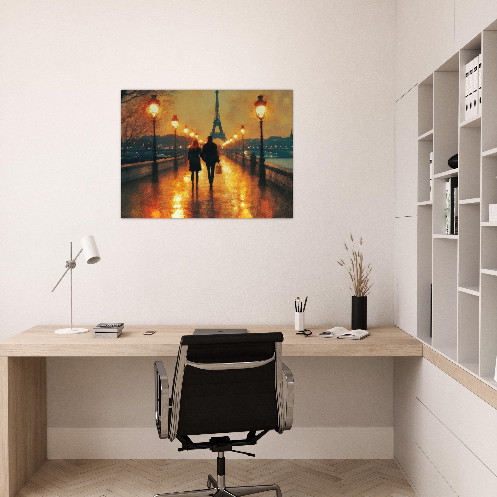 Fine Art Poster Landscape - Evening Stroll Along the Seine A romantic river 4 - Shop Ai Art WebShop - Digital Art online Store