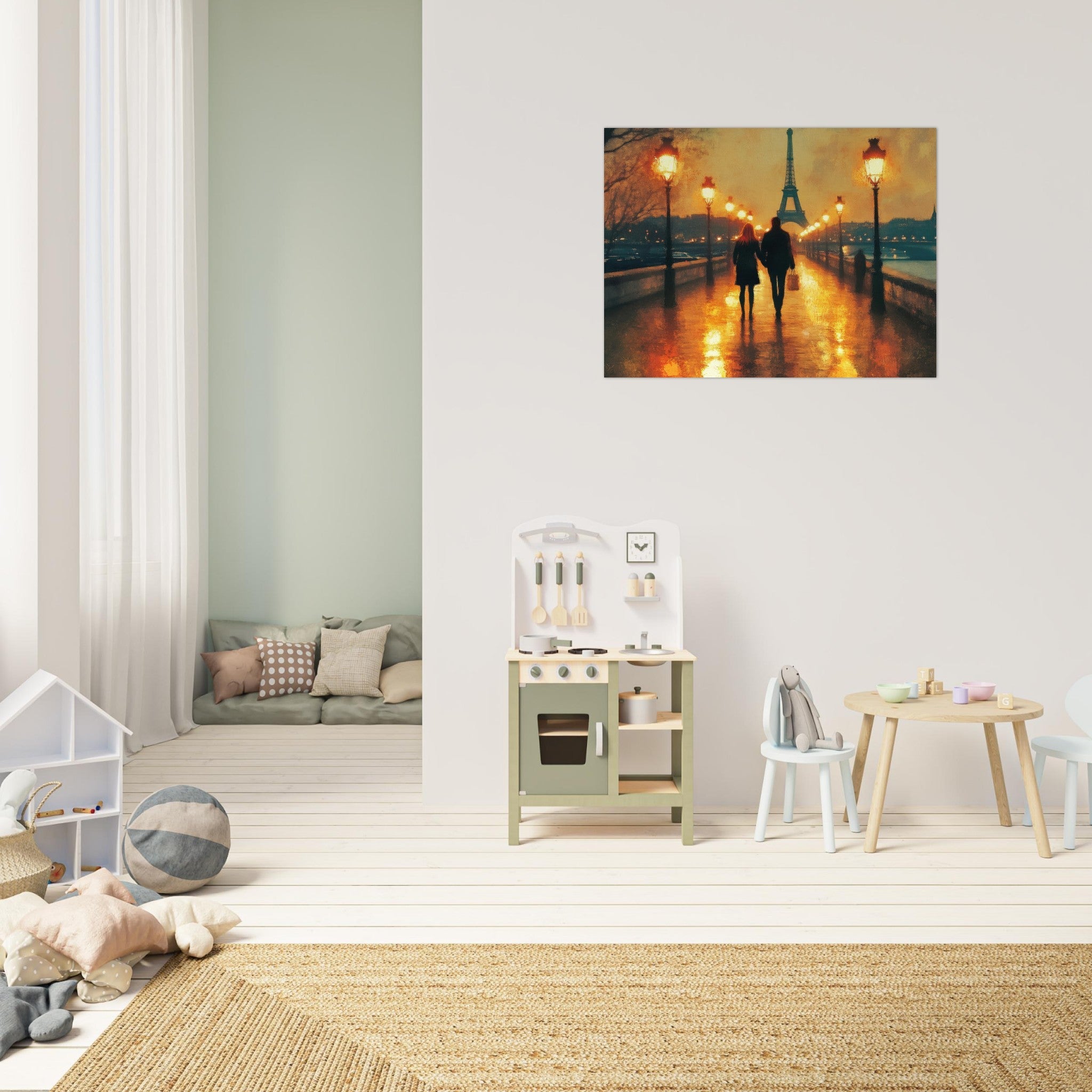 Fine Art Poster Landscape - Evening Stroll Along the Seine A romantic river 4 - Shop Ai Art WebShop - Digital Art online Store