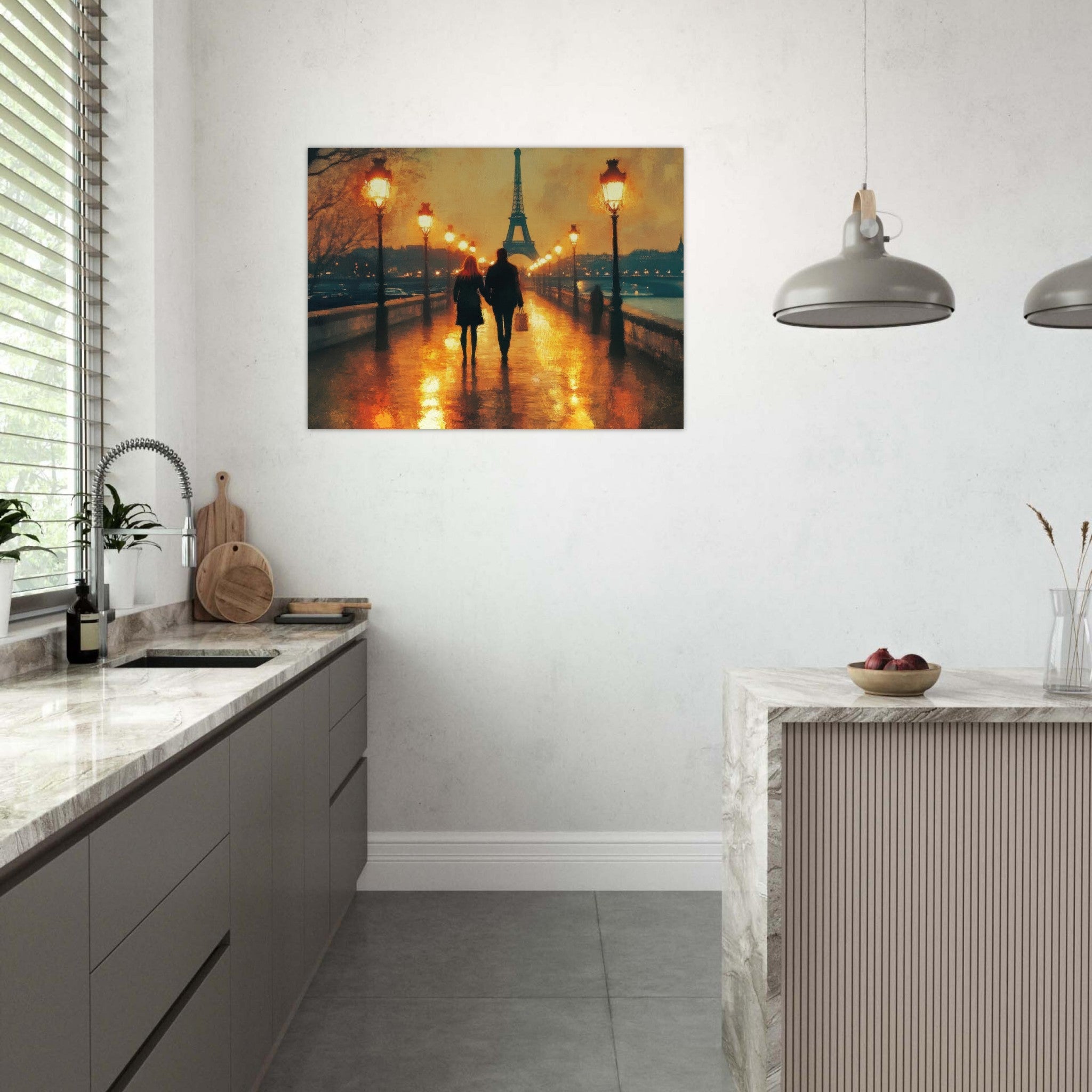 Fine Art Poster Landscape - Evening Stroll Along the Seine A romantic river 4 - Shop Ai Art WebShop - Digital Art online Store