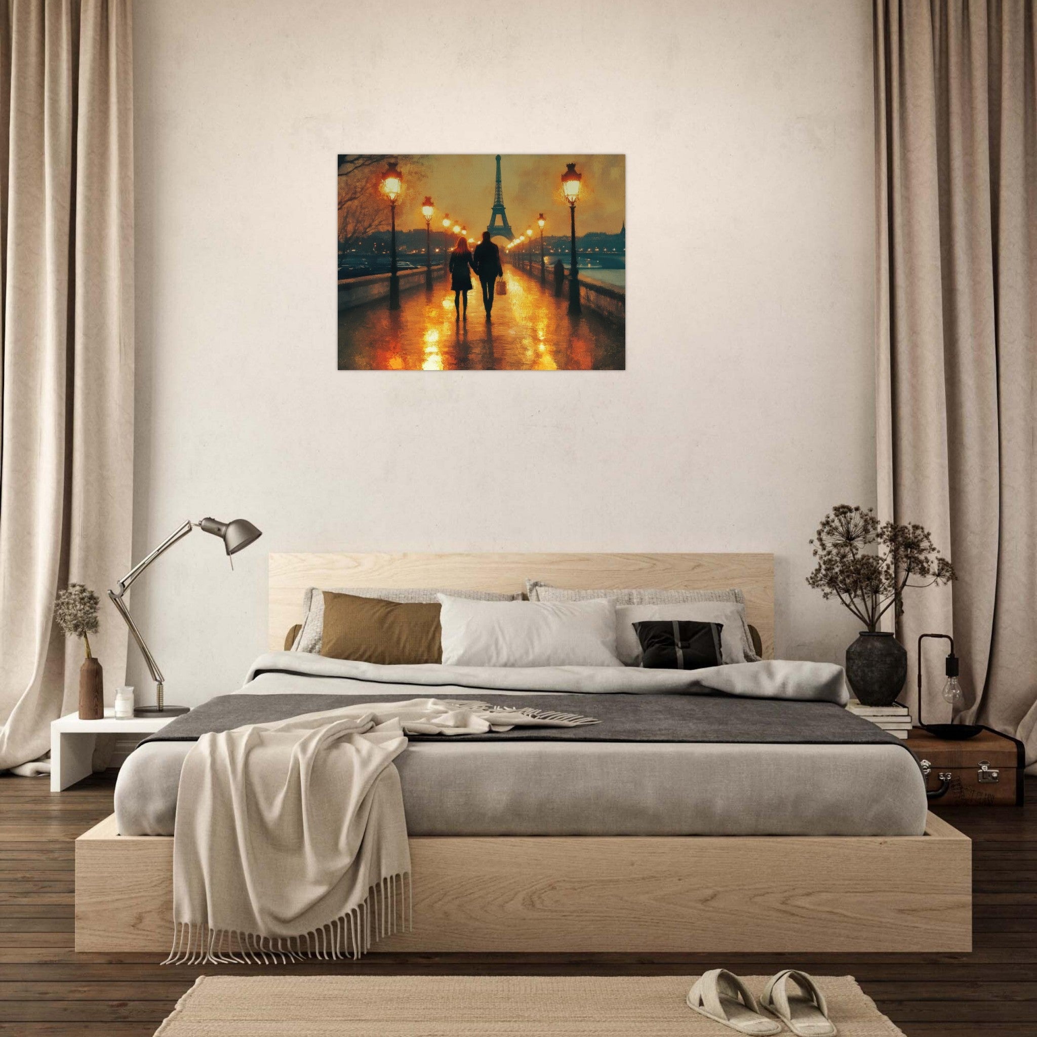 Fine Art Poster Landscape - Evening Stroll Along the Seine A romantic river 4 - Shop Ai Art WebShop - Digital Art online Store