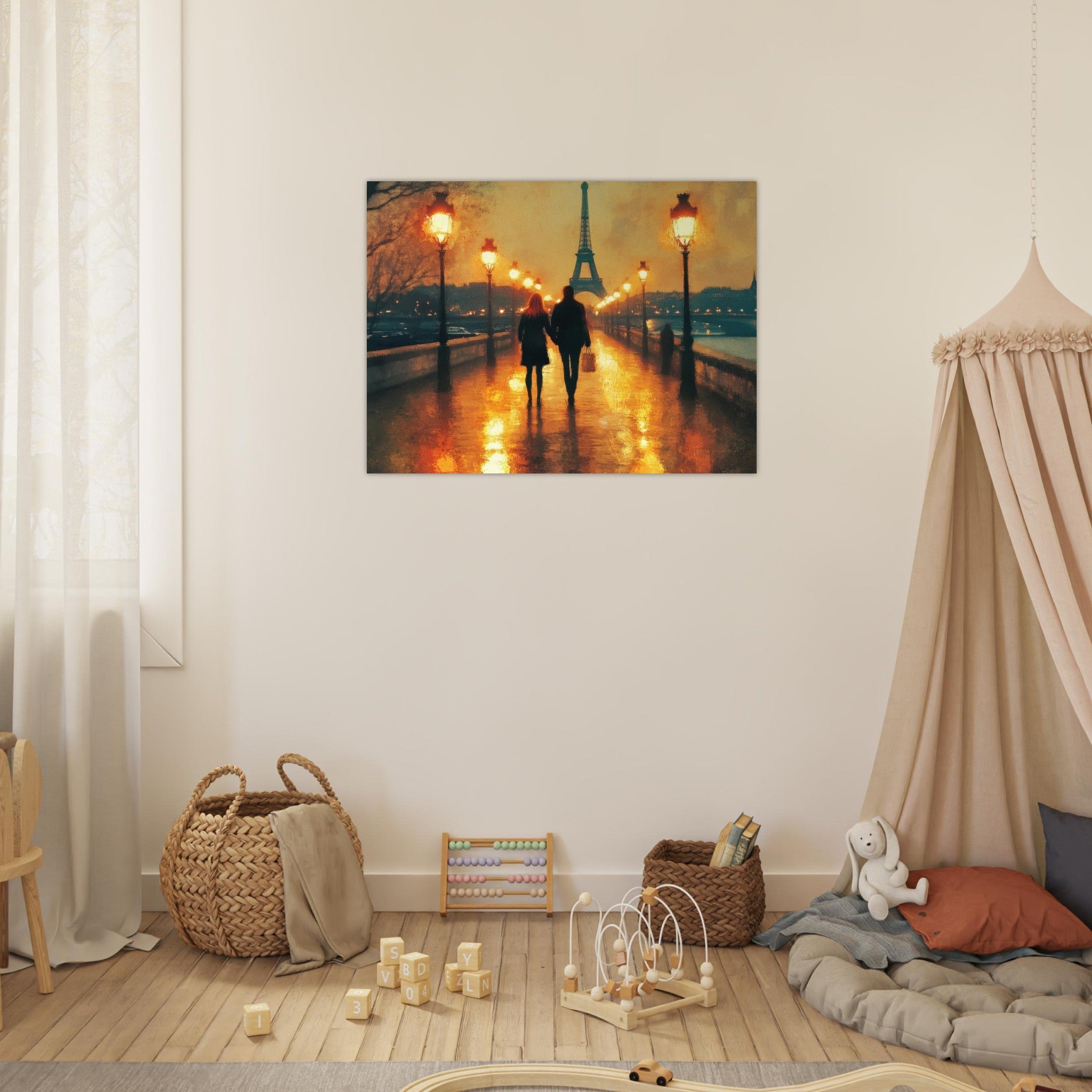 Fine Art Poster Landscape - Evening Stroll Along the Seine A romantic river 4 - Shop Ai Art WebShop - Digital Art online Store