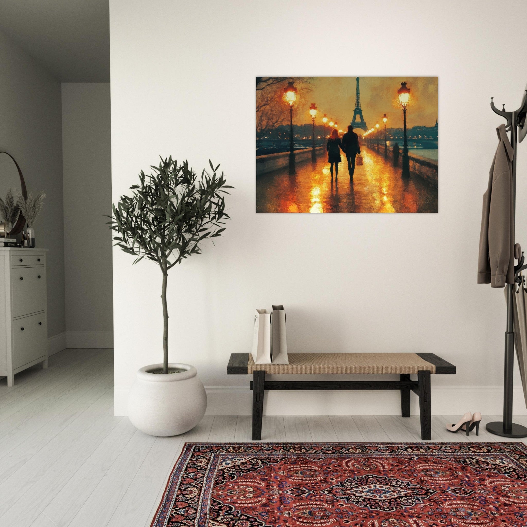 Fine Art Poster Landscape - Evening Stroll Along the Seine A romantic river 4 - Shop Ai Art WebShop - Digital Art online Store
