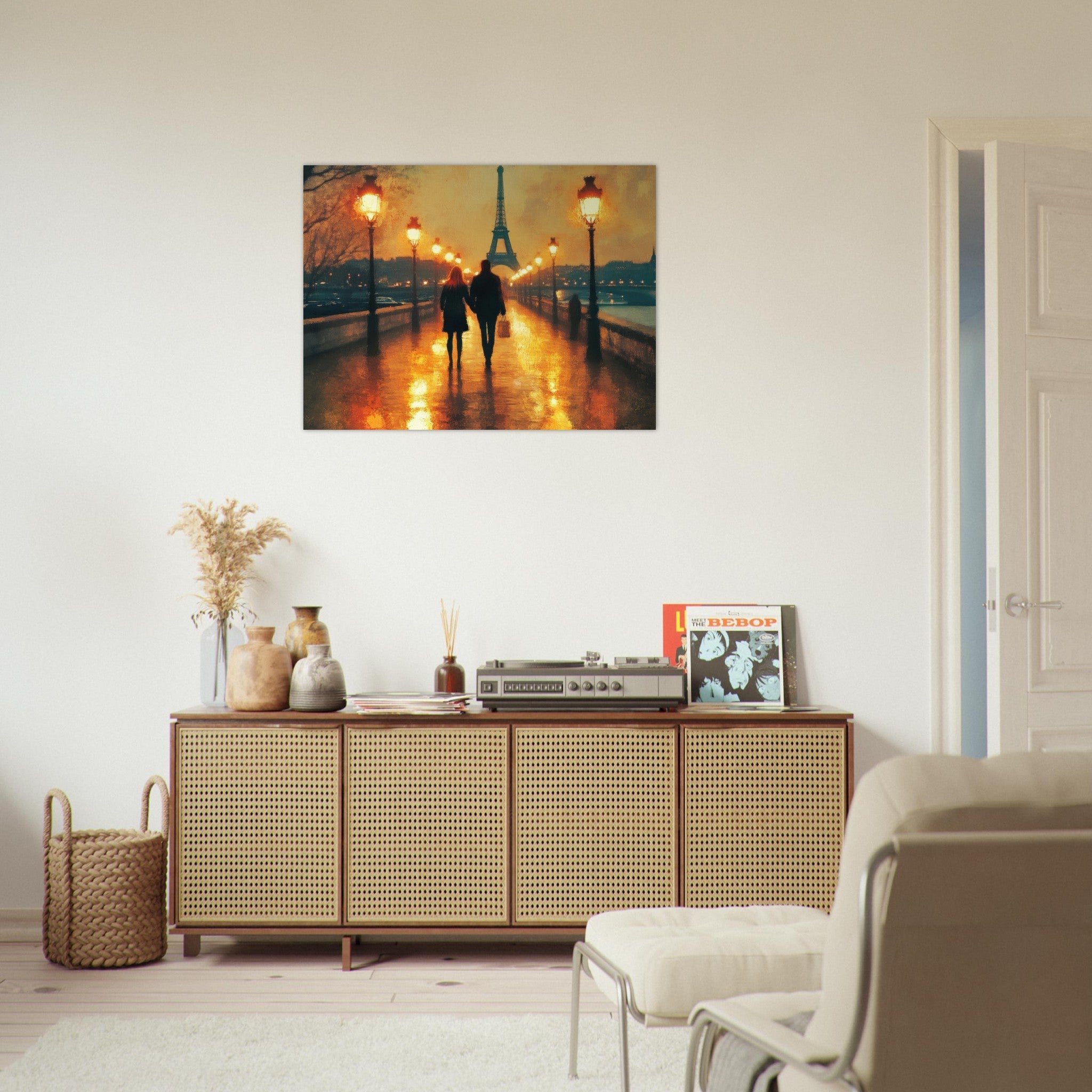 Fine Art Poster Landscape - Evening Stroll Along the Seine A romantic river 4 - Shop Ai Art WebShop - Digital Art online Store