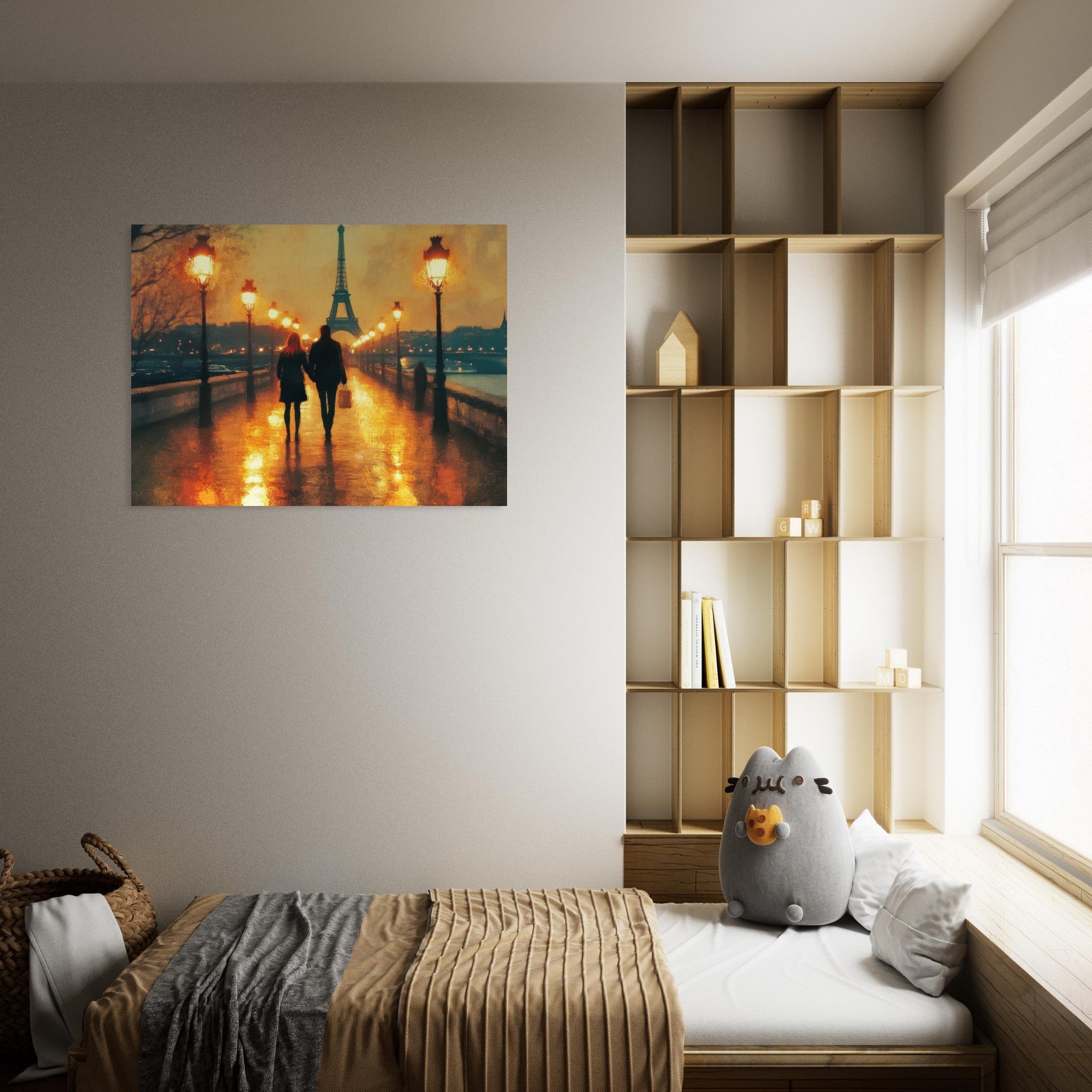 Fine Art Poster Landscape - Evening Stroll Along the Seine A romantic river 4 - Shop Ai Art WebShop - Digital Art online Store