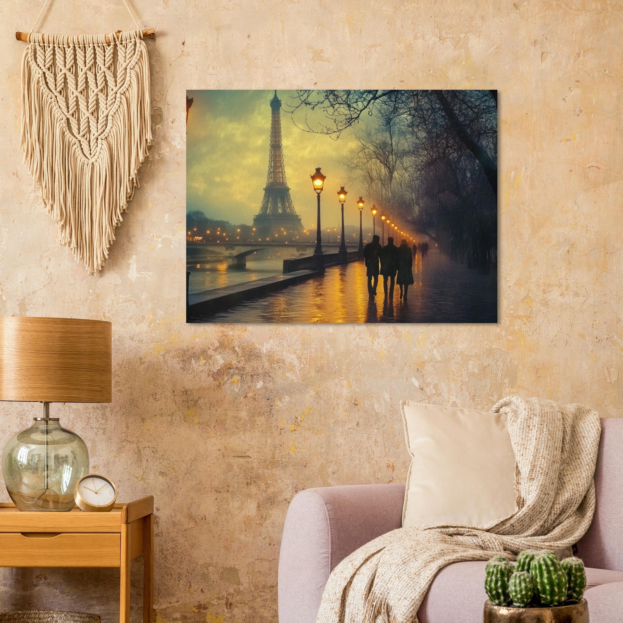 Fine Art Poster Landscape - Evening Stroll Along the Seine A romantic river - Shop Ai Art WebShop - Digital Art online Store