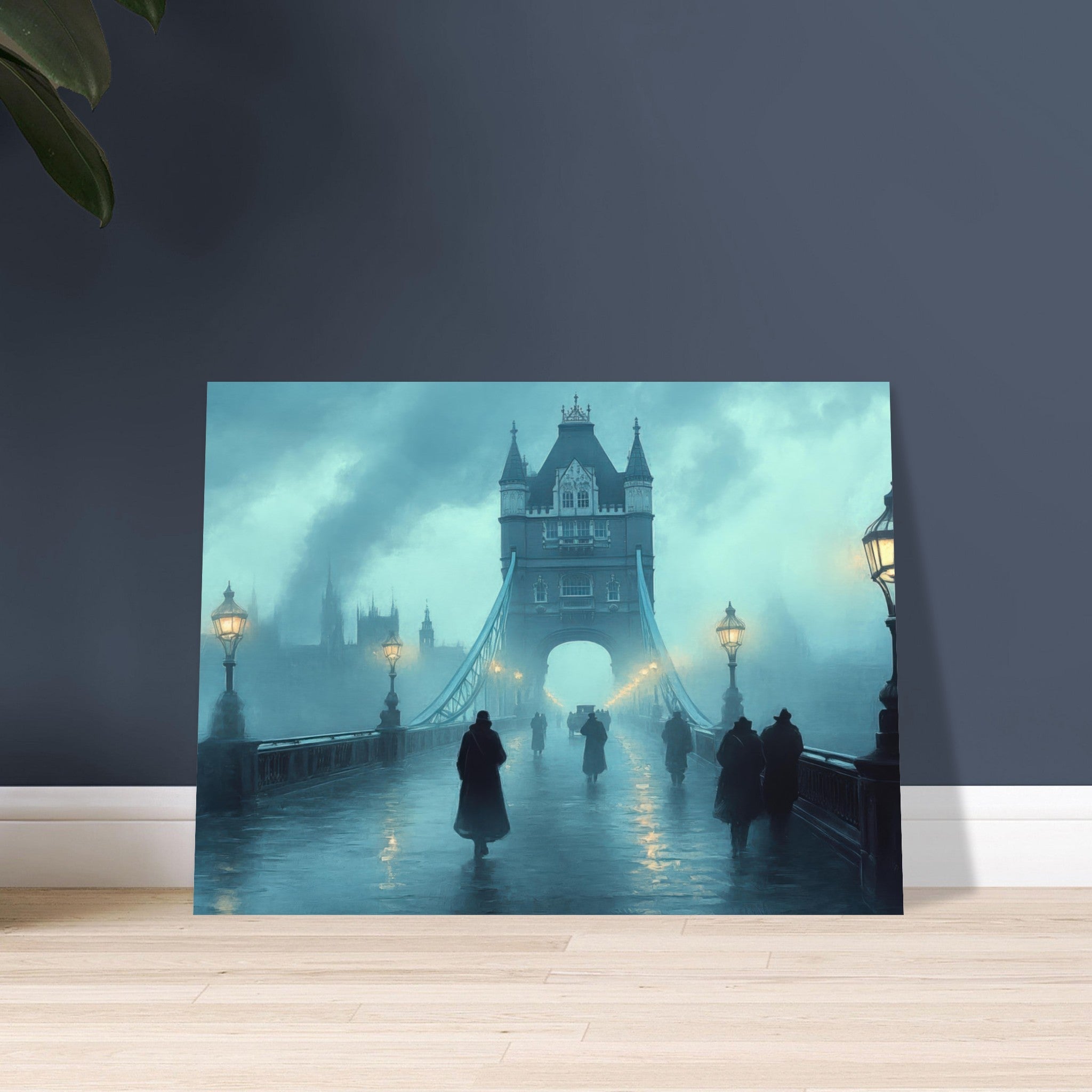 Fine Art Poster Landscape - Foggy London Bridge at Dawn A misty morning vie 2 - Shop Ai Art WebShop - Digital Art online Store