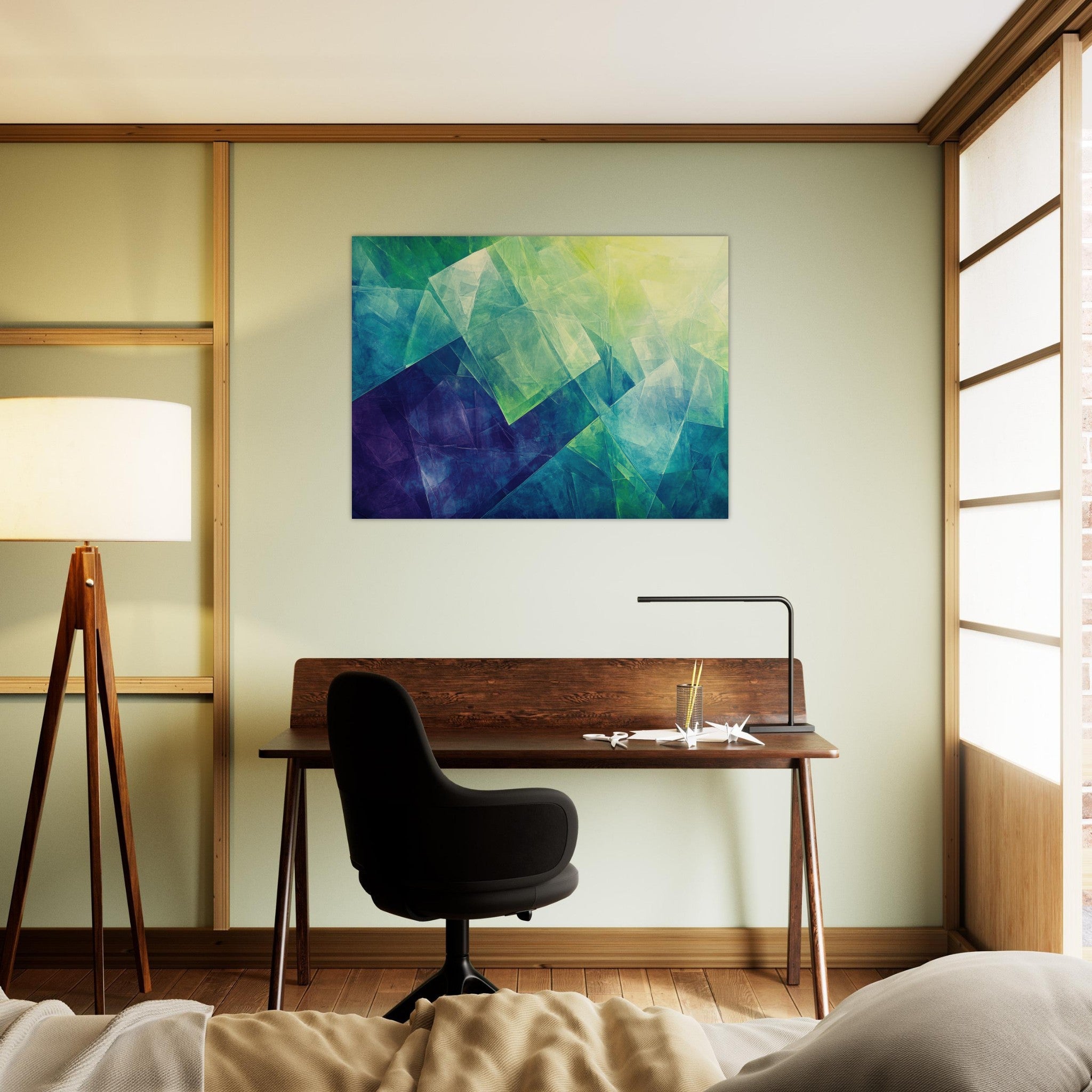 Fine Art Poster Landscape - Fractured Realities Shattered geometric patterns - Shop Ai Art WebShop - Digital Art online Store