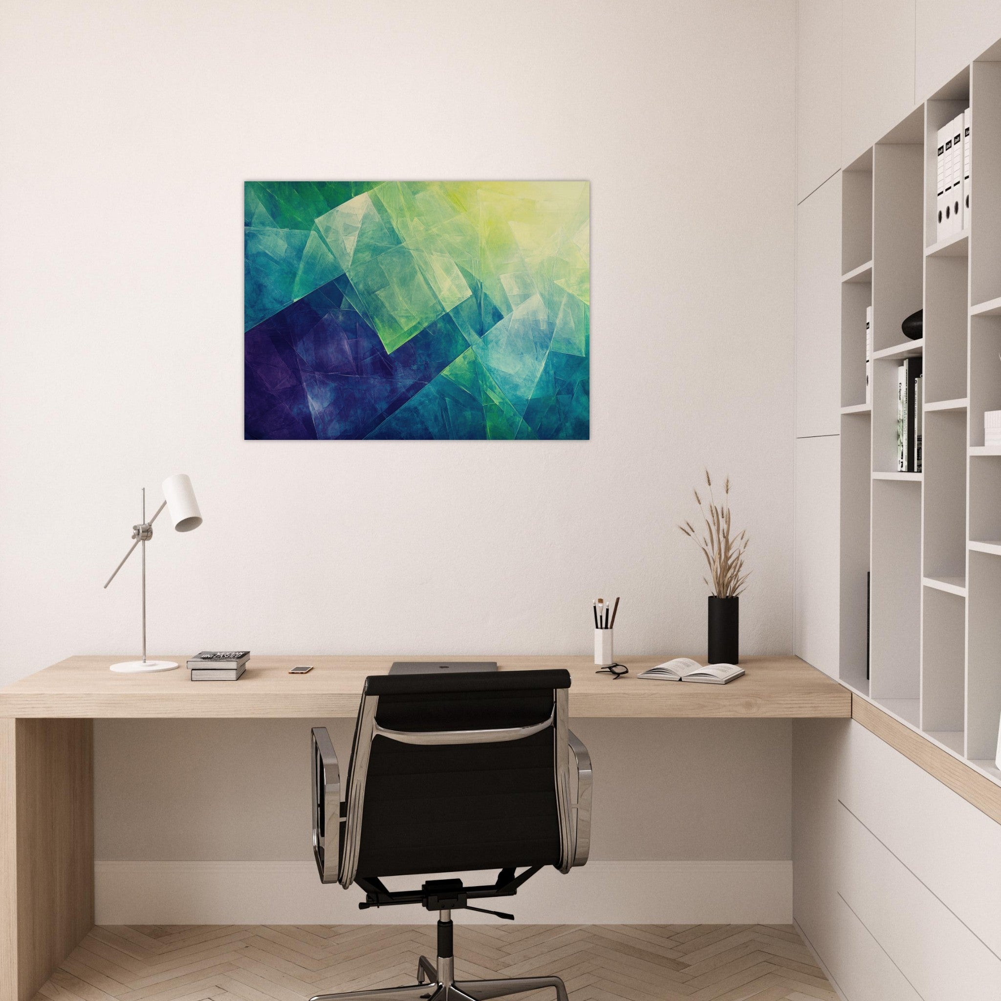 Fine Art Poster Landscape - Fractured Realities Shattered geometric patterns - Shop Ai Art WebShop - Digital Art online Store