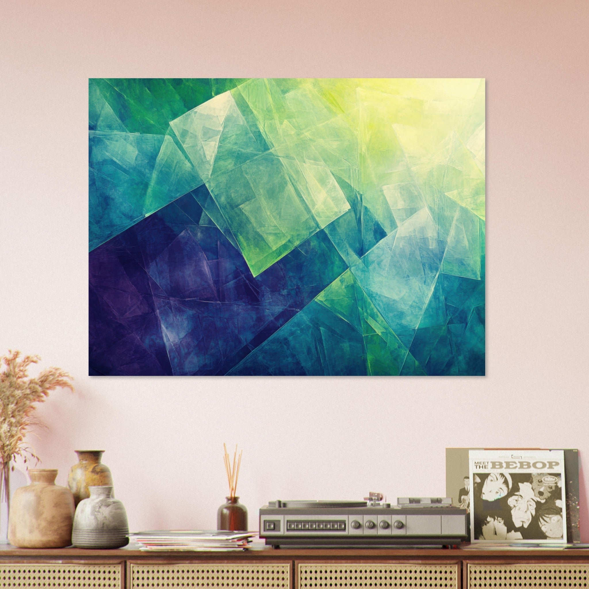 Fine Art Poster Landscape - Fractured Realities Shattered geometric patterns - Shop Ai Art WebShop - Digital Art online Store