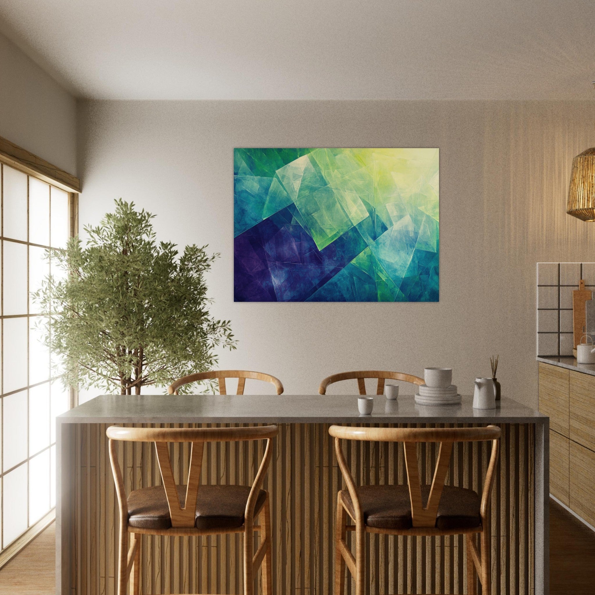 Fine Art Poster Landscape - Fractured Realities Shattered geometric patterns - Shop Ai Art WebShop - Digital Art online Store
