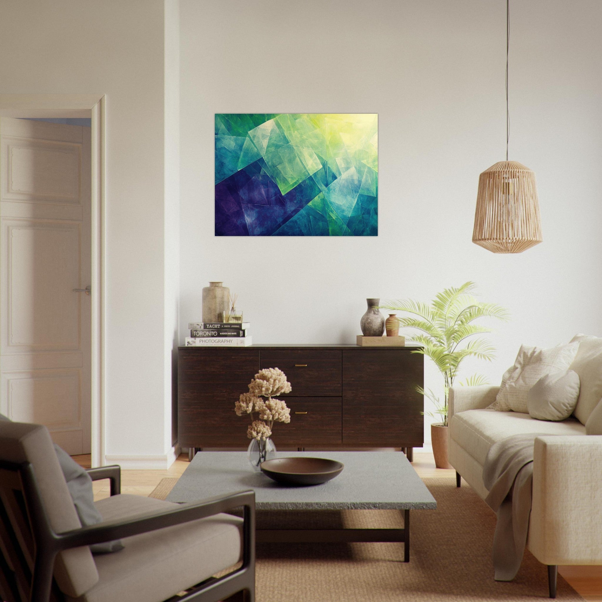 Fine Art Poster Landscape - Fractured Realities Shattered geometric patterns - Shop Ai Art WebShop - Digital Art online Store