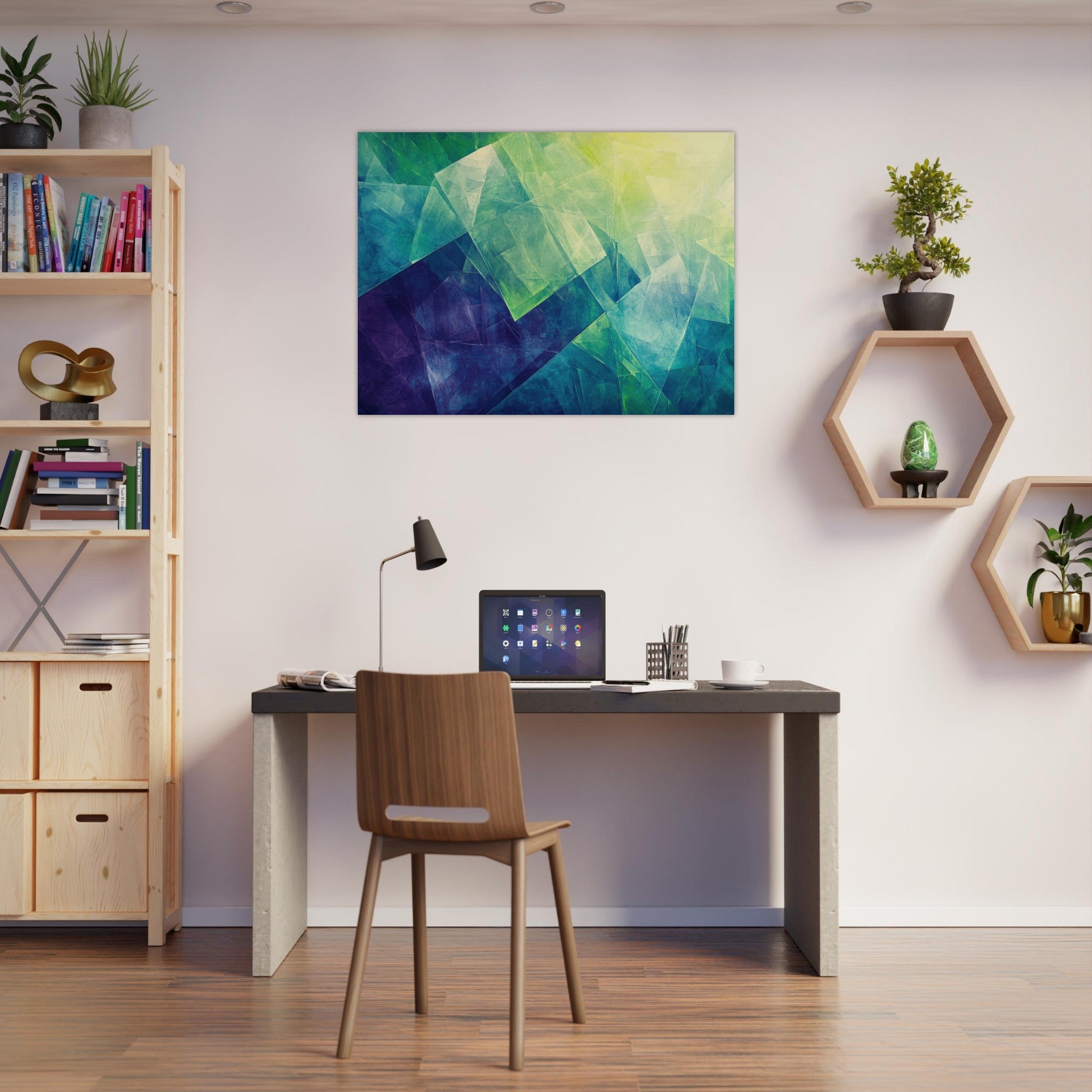 Fine Art Poster Landscape - Fractured Realities Shattered geometric patterns - Shop Ai Art WebShop - Digital Art online Store