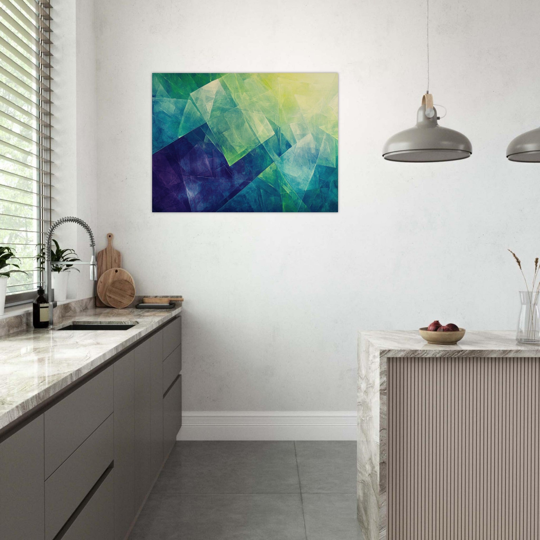 Fine Art Poster Landscape - Fractured Realities Shattered geometric patterns - Shop Ai Art WebShop - Digital Art online Store