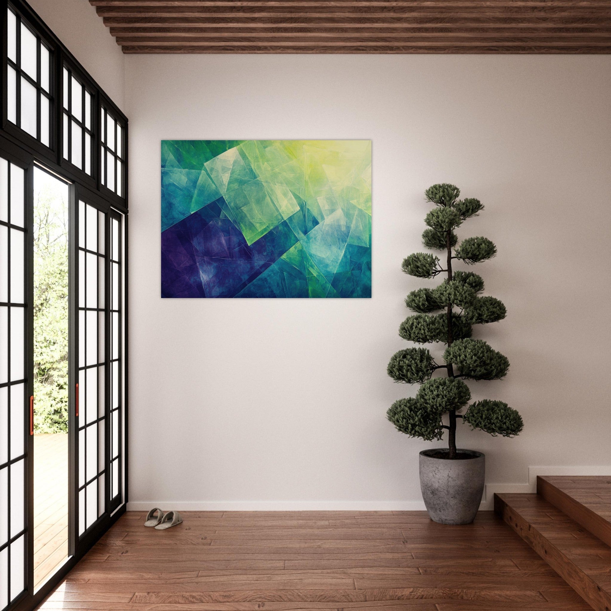 Fine Art Poster Landscape - Fractured Realities Shattered geometric patterns - Shop Ai Art WebShop - Digital Art online Store
