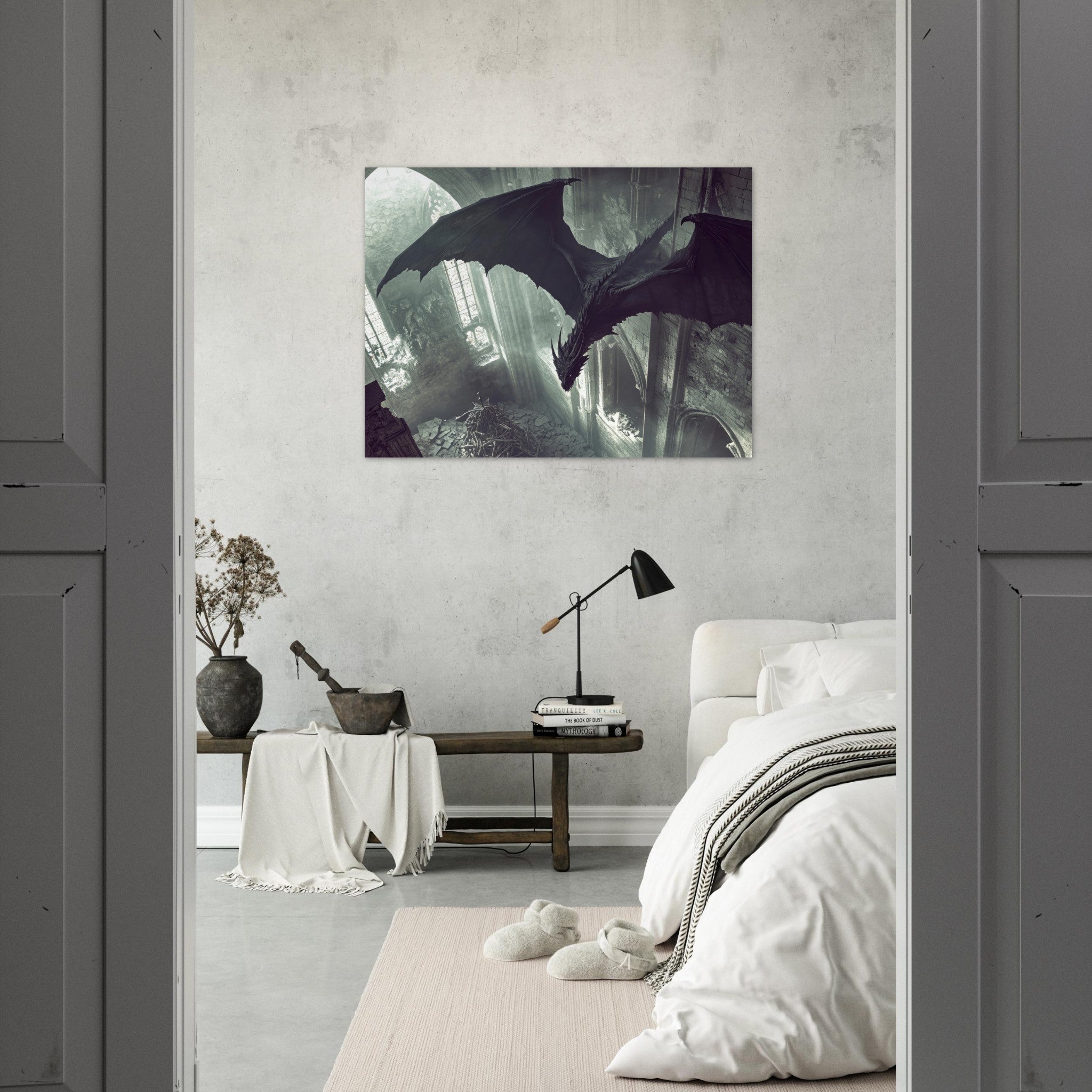 Fine Art Poster Landscape - Gothic Shadow Dragons Lair Gothic Dramatic High 2 - Shop Ai Art WebShop - Digital Art online Store