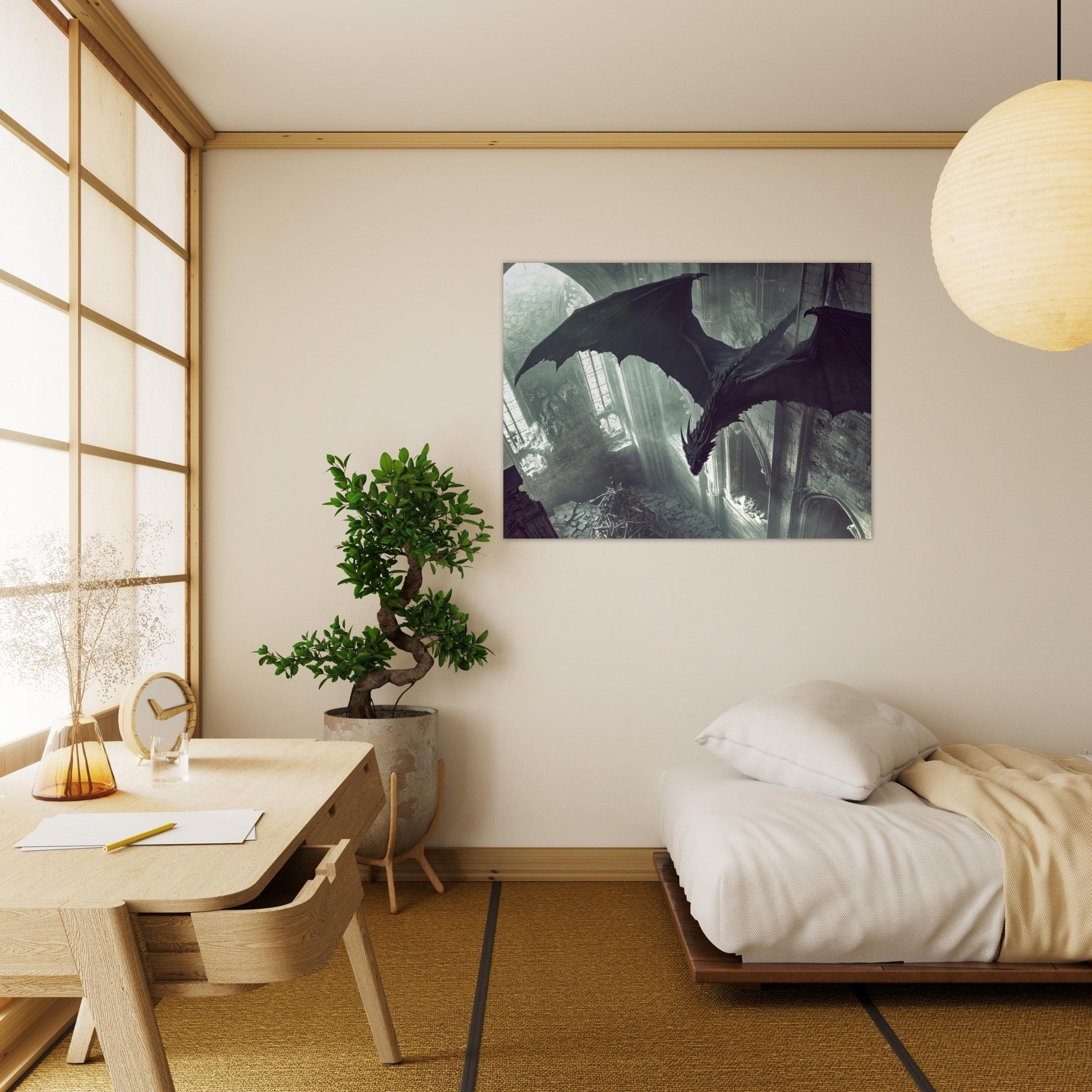 Fine Art Poster Landscape - Gothic Shadow Dragons Lair Gothic Dramatic High 2 - Shop Ai Art WebShop - Digital Art online Store
