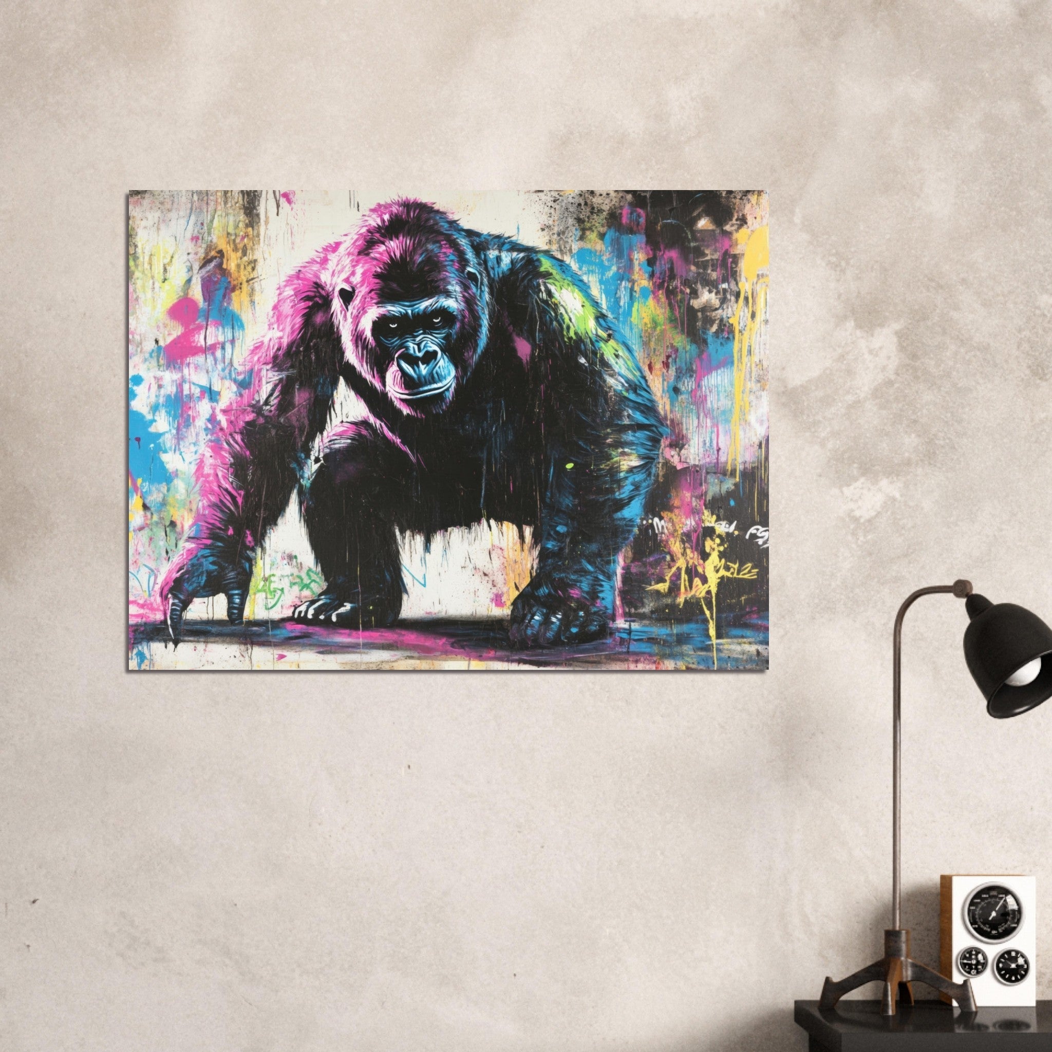 Fine Art Poster Landscape - Graffiti - Style Street Art Gorilla A powerful 3 - Shop Ai Art WebShop - Digital Art online Store