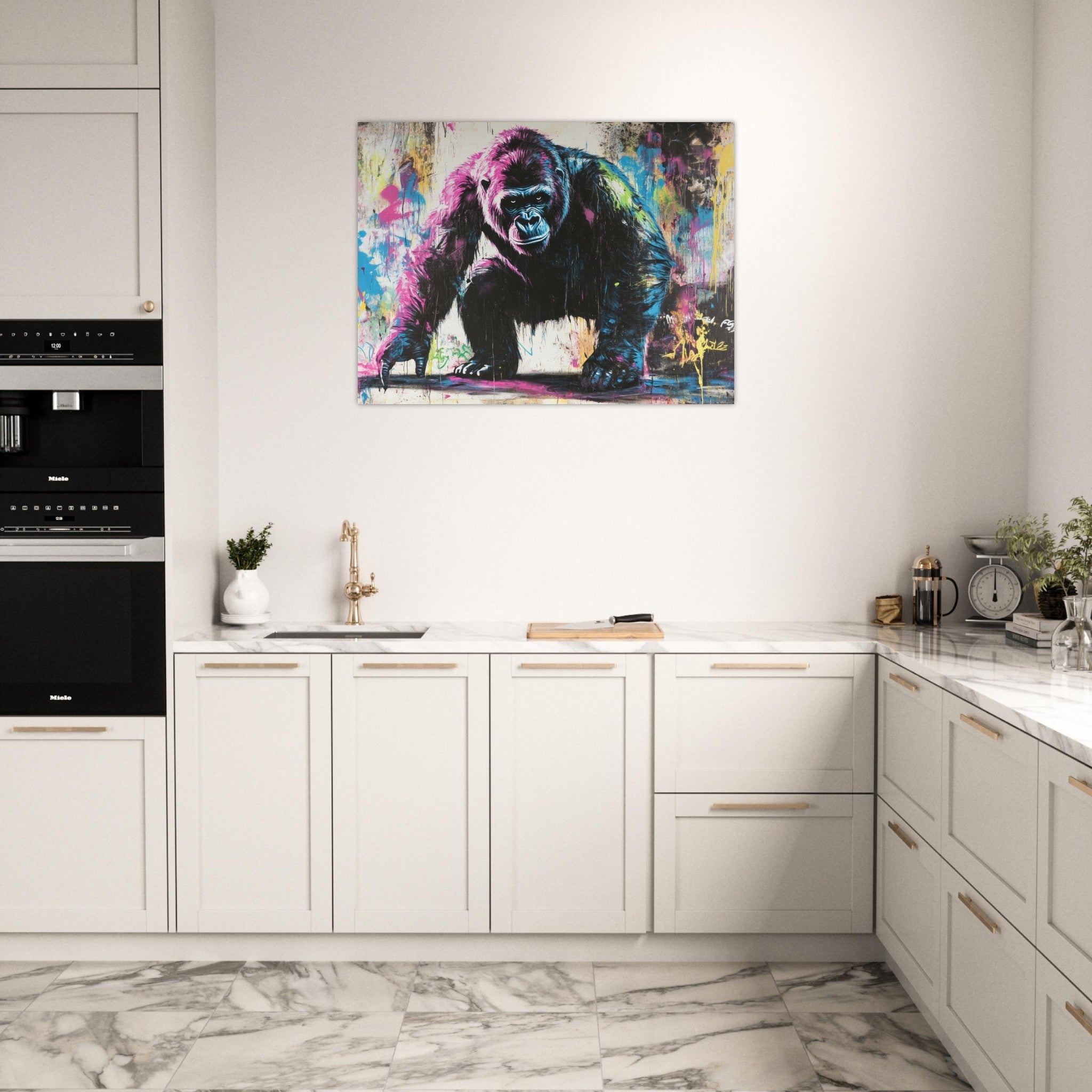 Fine Art Poster Landscape - Graffiti - Style Street Art Gorilla A powerful 3 - Shop Ai Art WebShop - Digital Art online Store