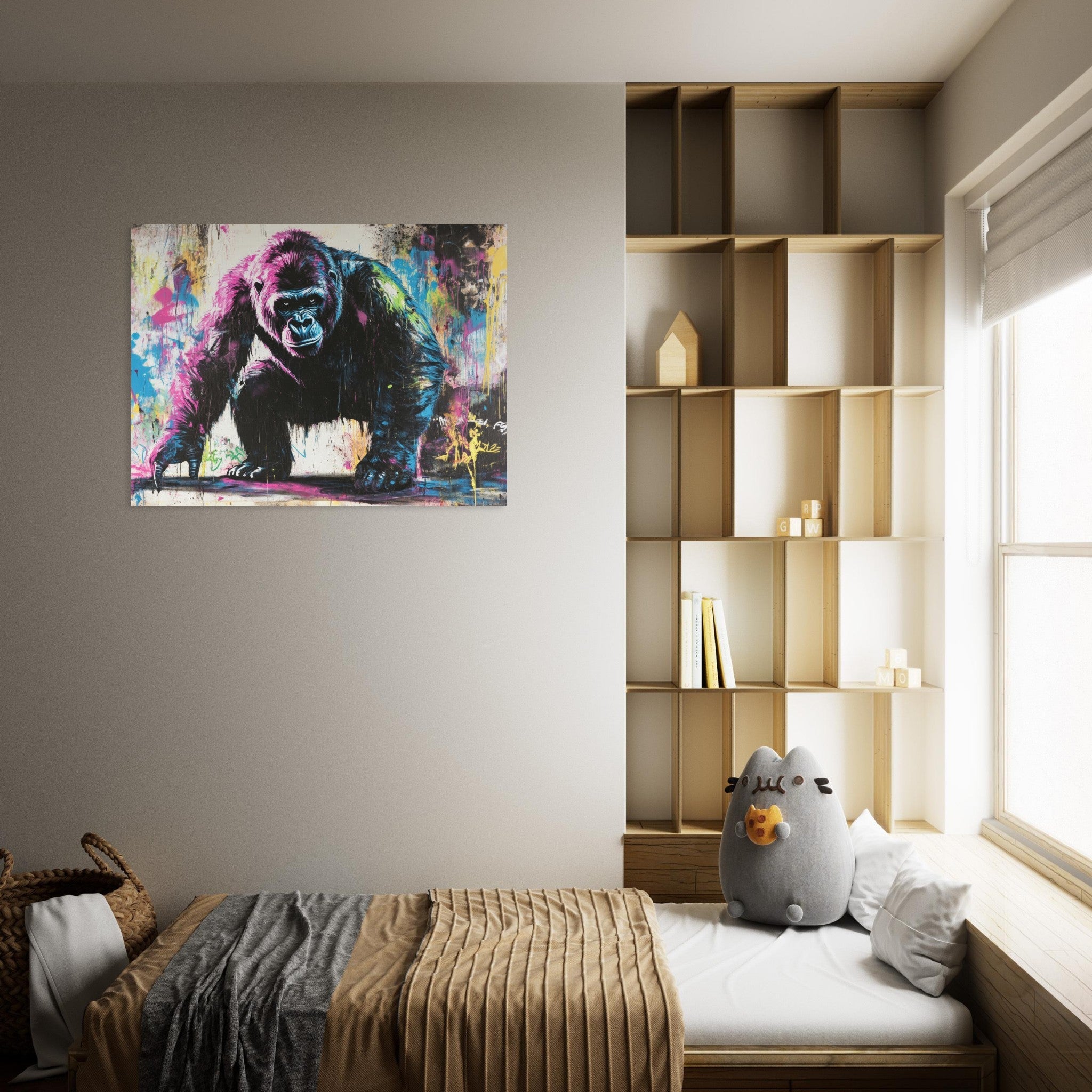 Fine Art Poster Landscape - Graffiti - Style Street Art Gorilla A powerful 3 - Shop Ai Art WebShop - Digital Art online Store