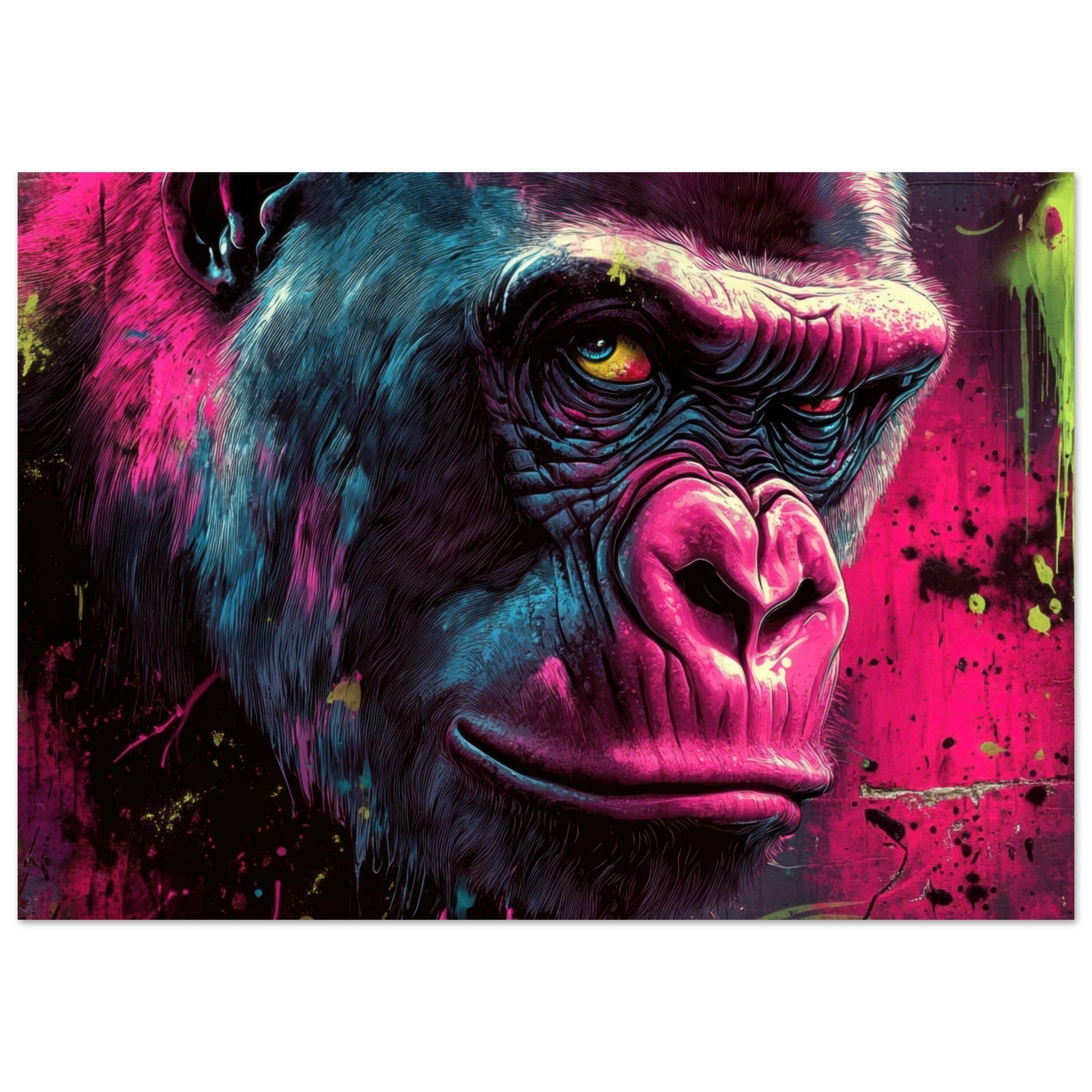 Fine Art Poster Landscape - Graffiti - Style Street Art Gorilla A powerful 6 - Shop Ai Art WebShop - Digital Art online Store