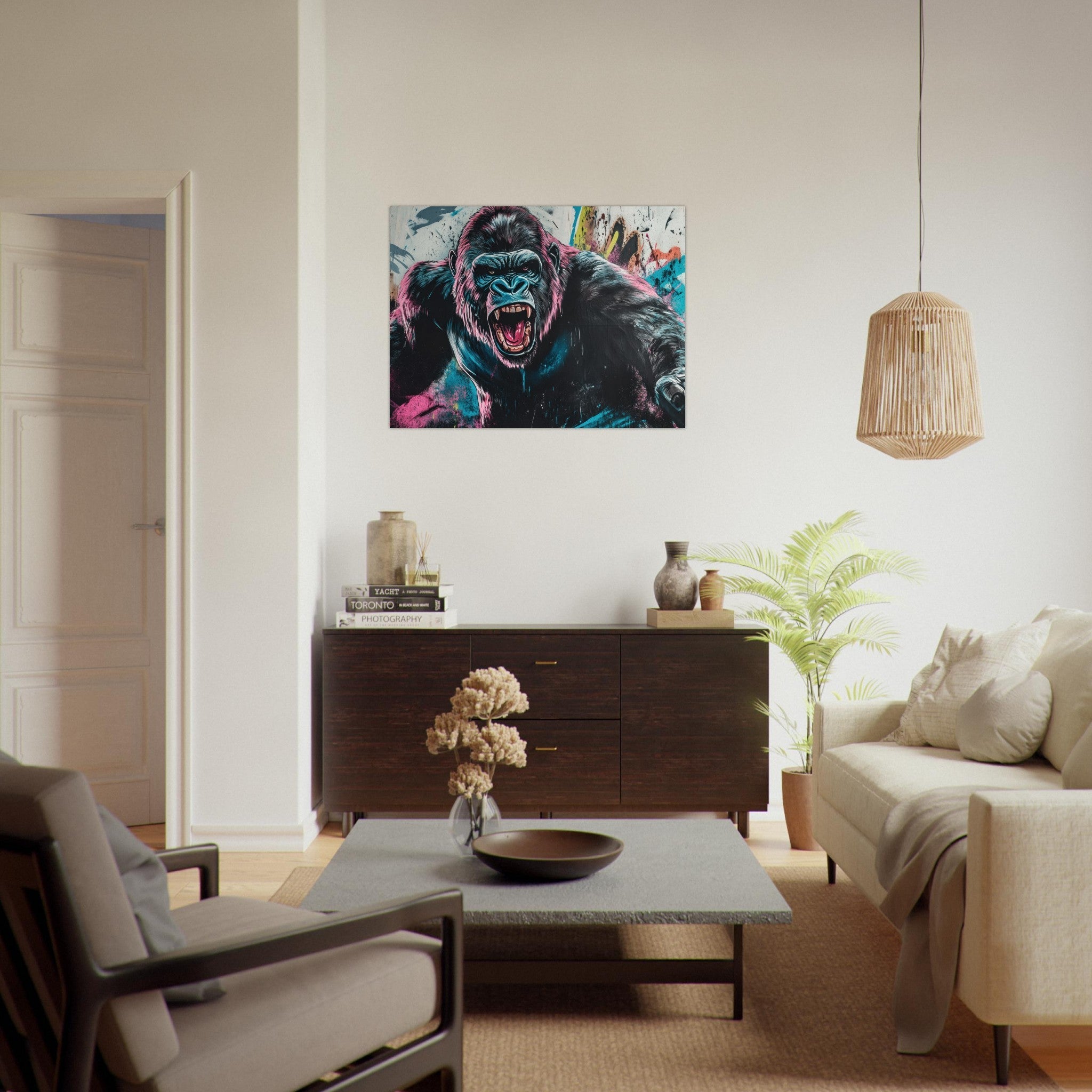 Fine Art Poster Landscape - Graffiti - Style Street Art Gorilla A powerful 7 - Shop Ai Art WebShop - Digital Art online Store