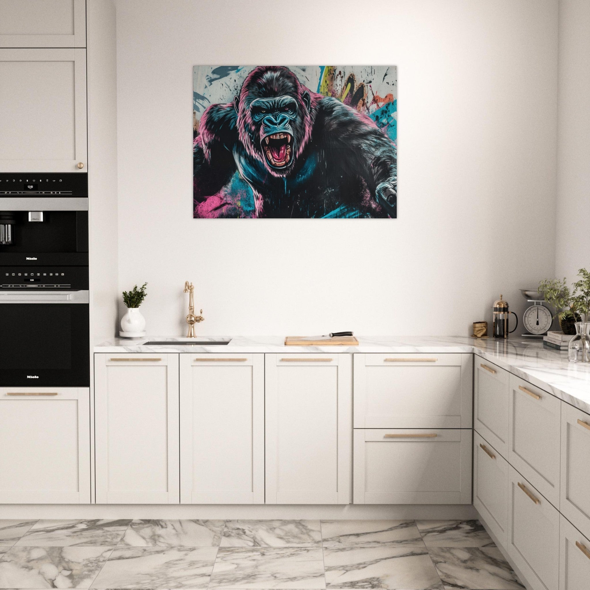 Fine Art Poster Landscape - Graffiti - Style Street Art Gorilla A powerful 7 - Shop Ai Art WebShop - Digital Art online Store