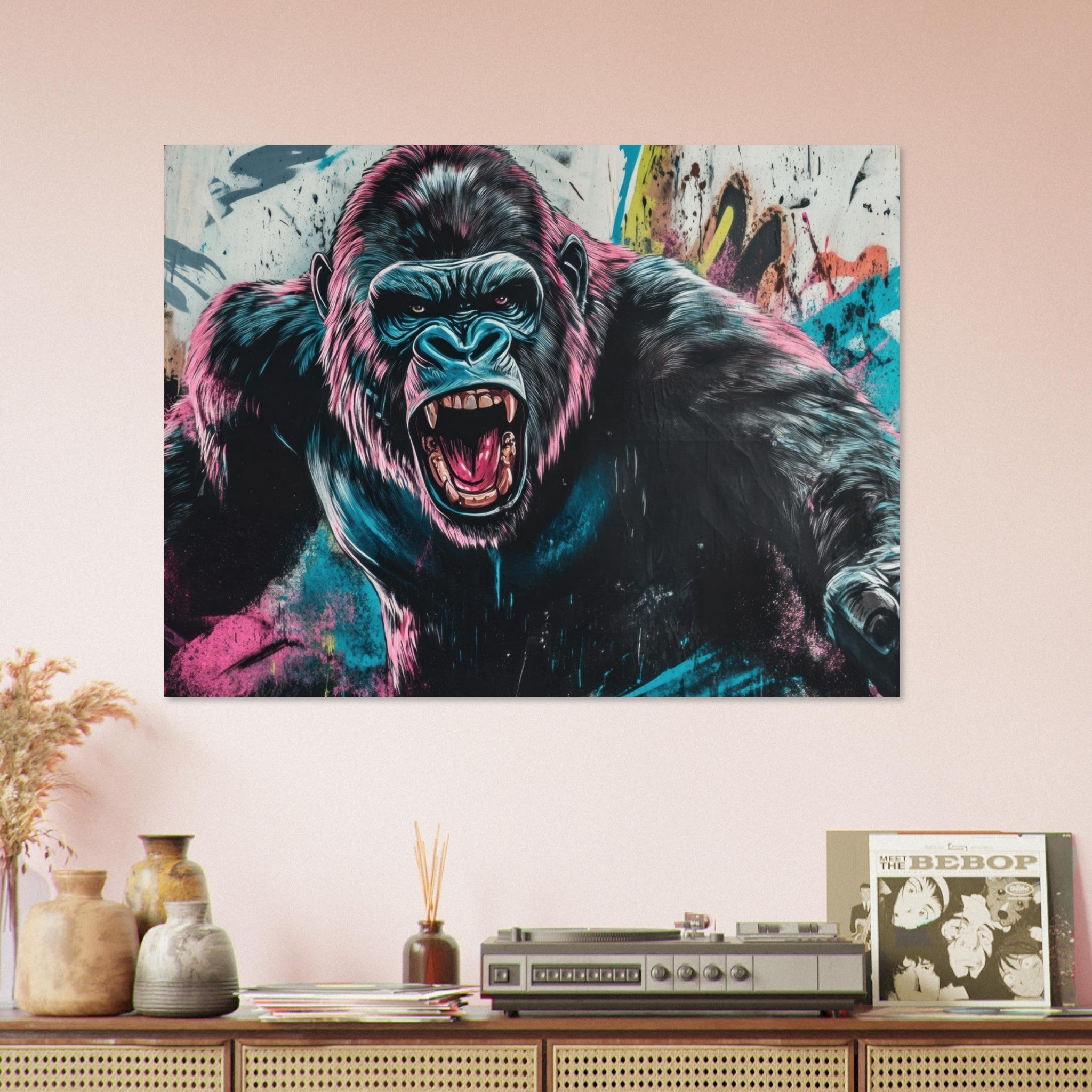 Fine Art Poster Landscape - Graffiti - Style Street Art Gorilla A powerful 7 - Shop Ai Art WebShop - Digital Art online Store
