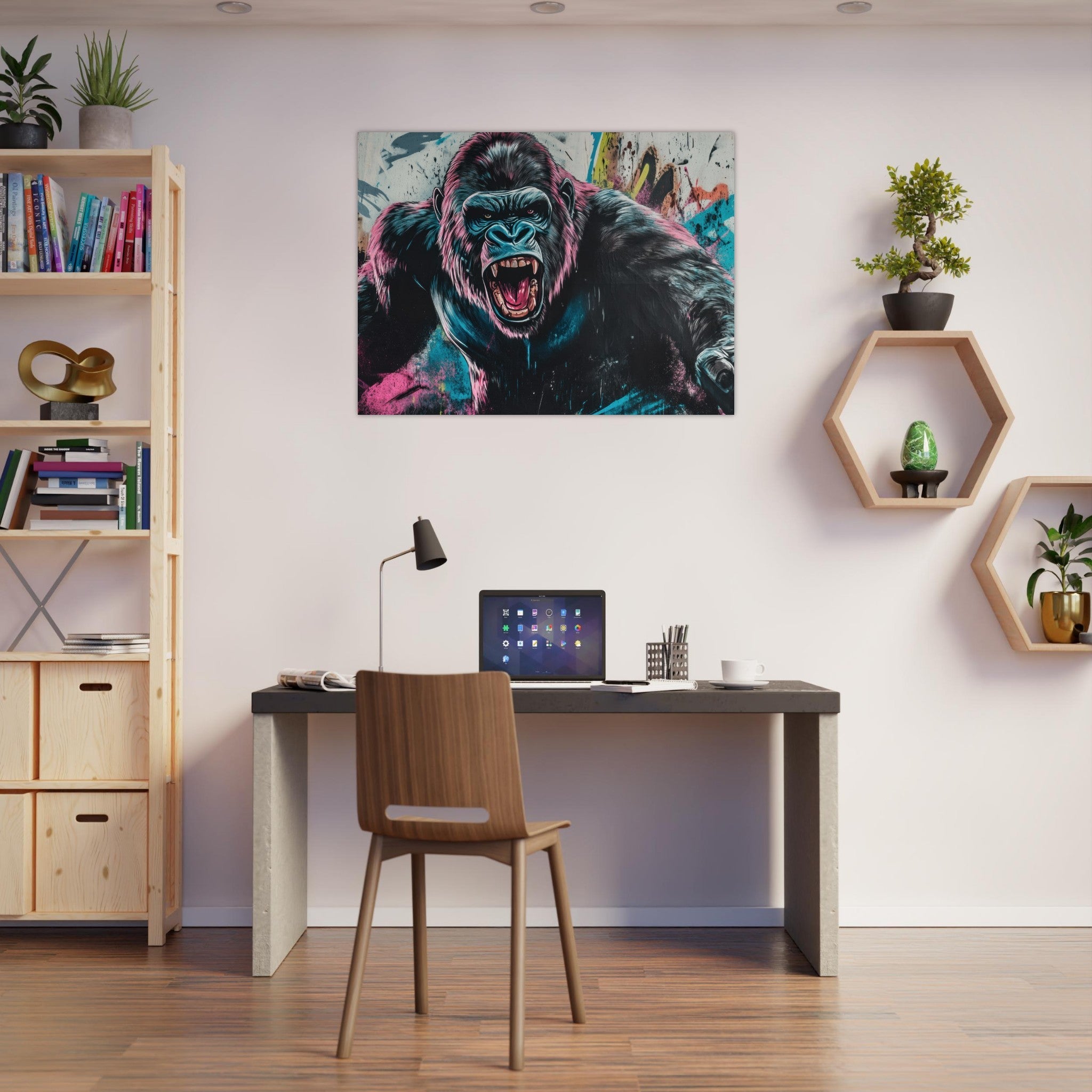 Fine Art Poster Landscape - Graffiti - Style Street Art Gorilla A powerful 7 - Shop Ai Art WebShop - Digital Art online Store