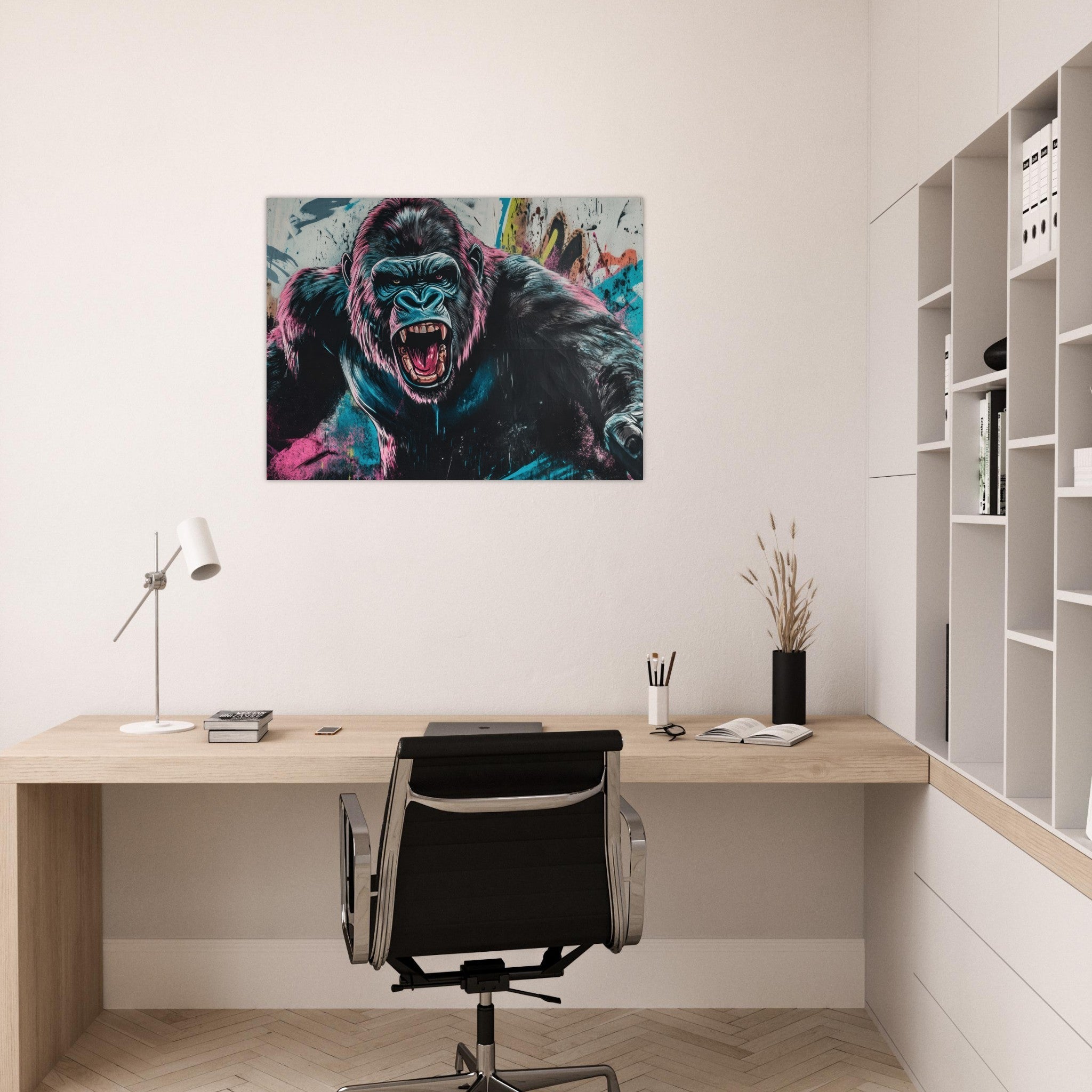 Fine Art Poster Landscape - Graffiti - Style Street Art Gorilla A powerful 7 - Shop Ai Art WebShop - Digital Art online Store