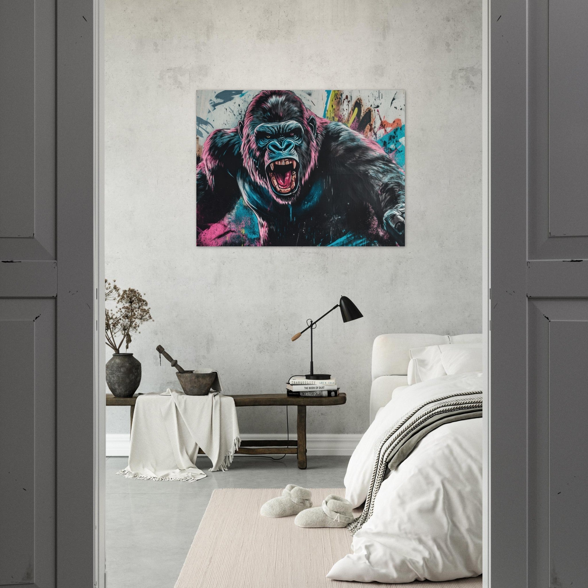 Fine Art Poster Landscape - Graffiti - Style Street Art Gorilla A powerful 7 - Shop Ai Art WebShop - Digital Art online Store