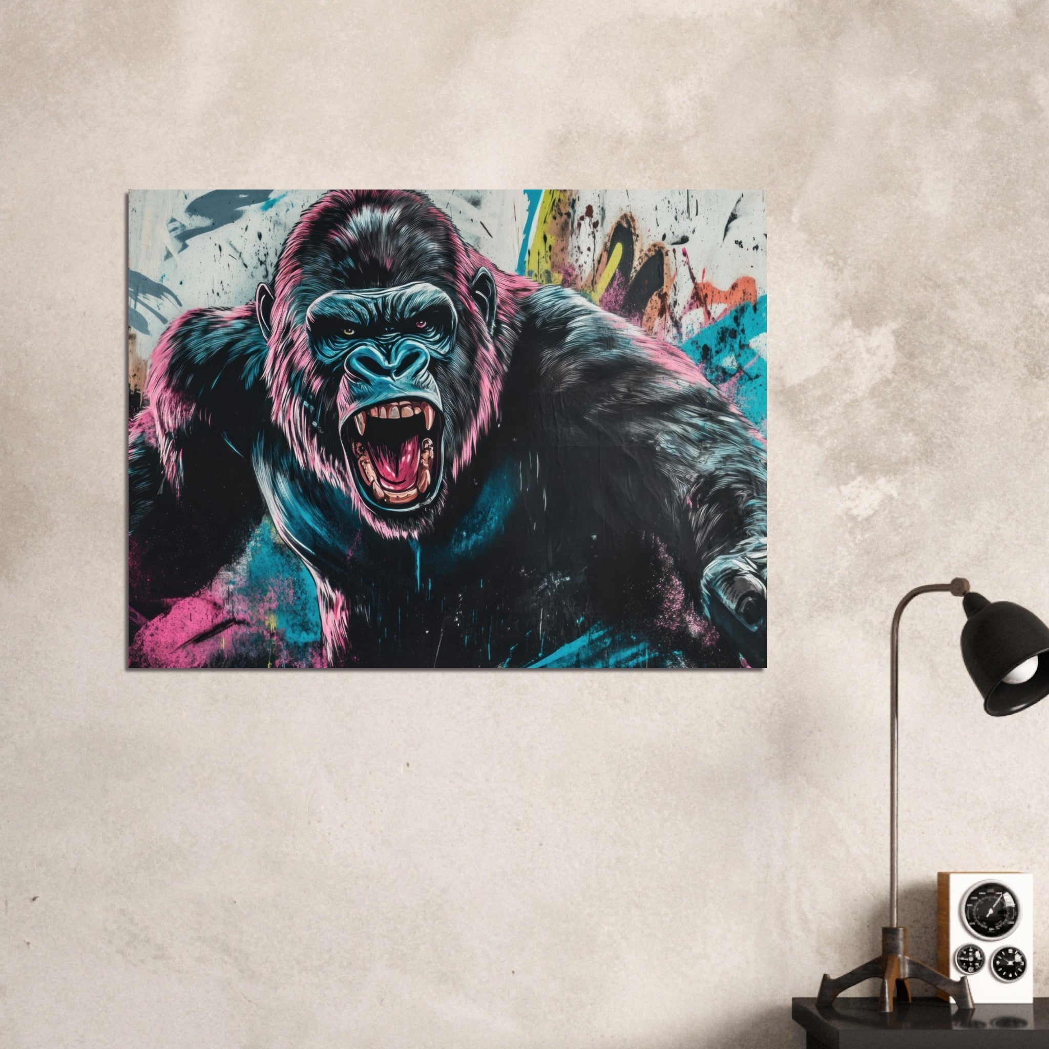 Fine Art Poster Landscape - Graffiti - Style Street Art Gorilla A powerful 7 - Shop Ai Art WebShop - Digital Art online Store