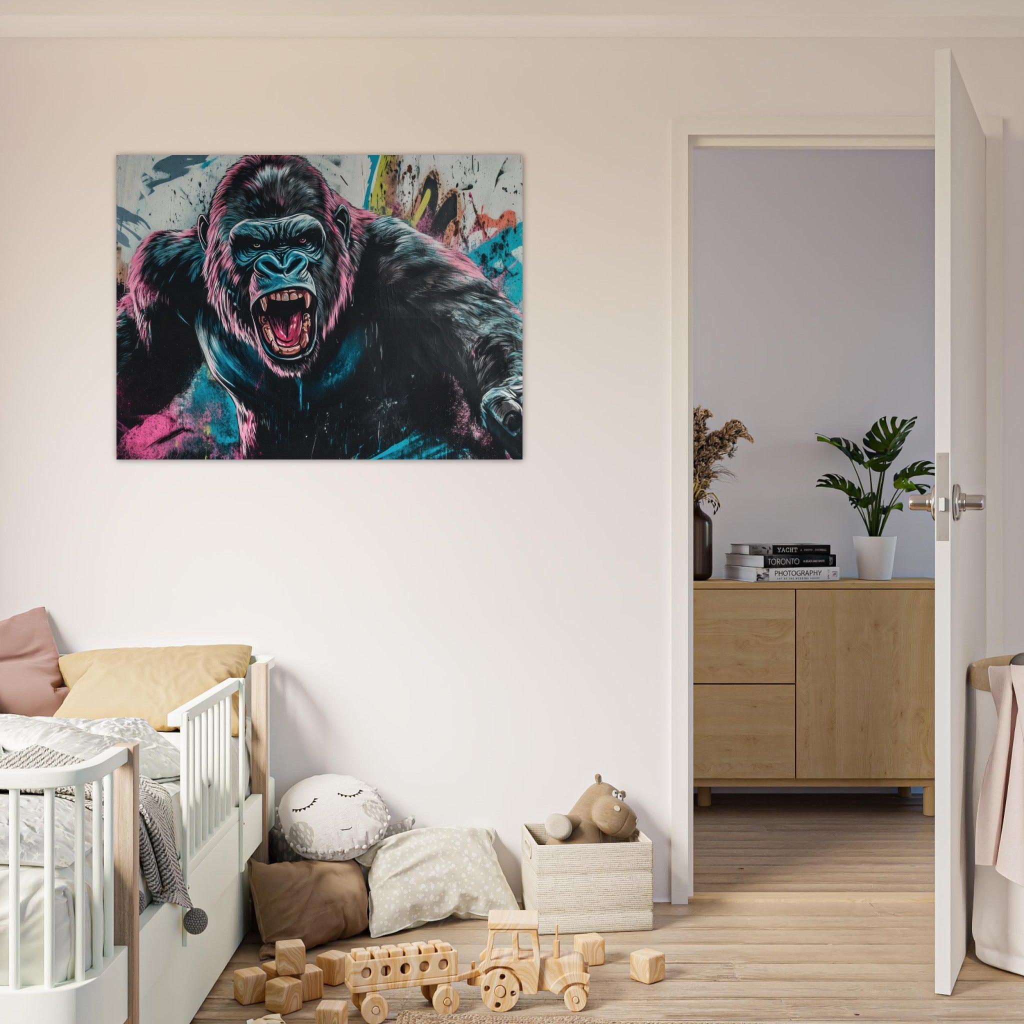 Fine Art Poster Landscape - Graffiti - Style Street Art Gorilla A powerful 7 - Shop Ai Art WebShop - Digital Art online Store