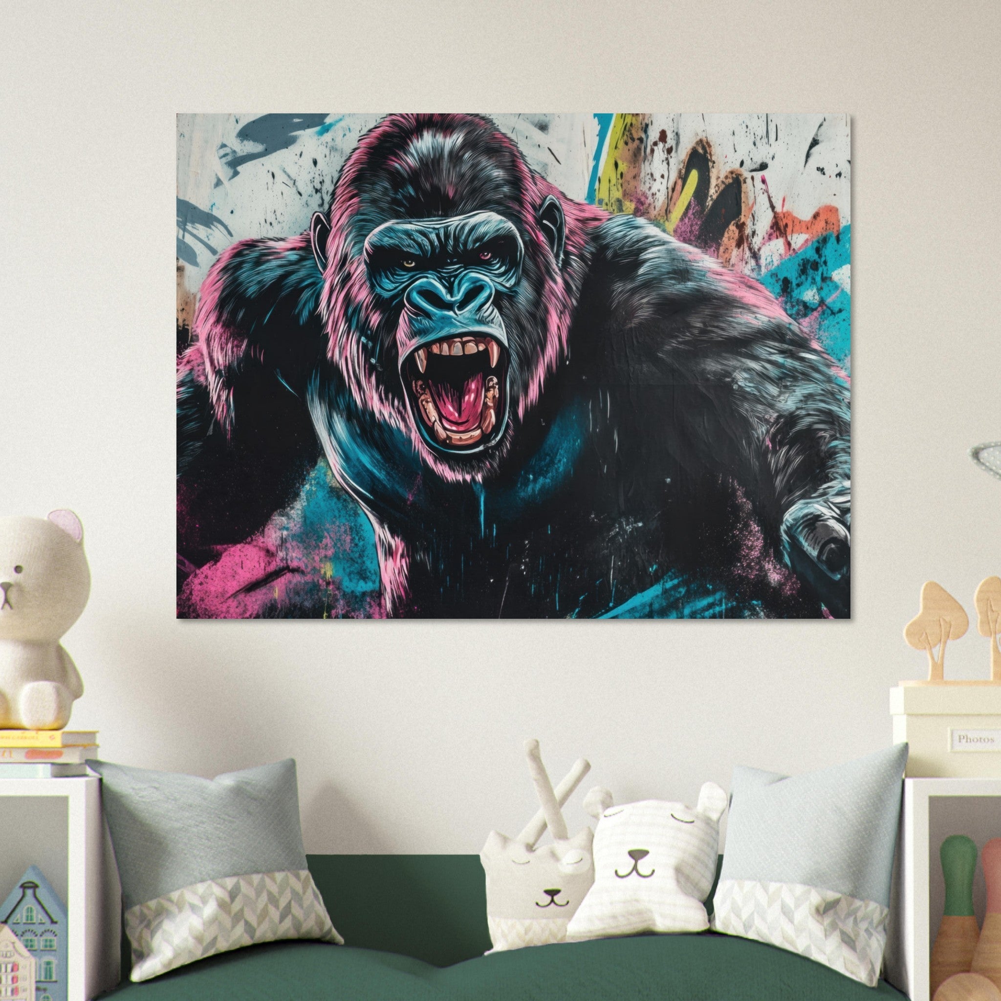 Fine Art Poster Landscape - Graffiti - Style Street Art Gorilla A powerful 7 - Shop Ai Art WebShop - Digital Art online Store