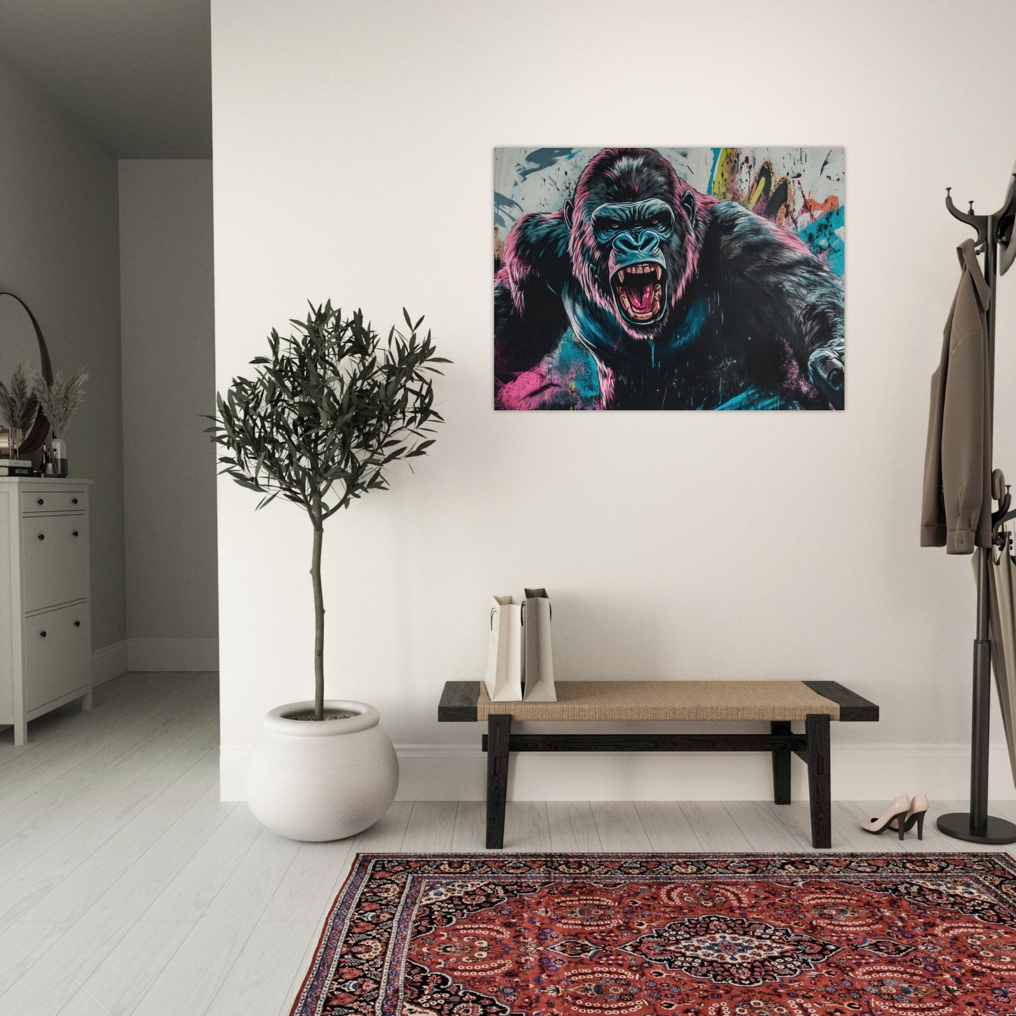 Fine Art Poster Landscape - Graffiti - Style Street Art Gorilla A powerful 7 - Shop Ai Art WebShop - Digital Art online Store