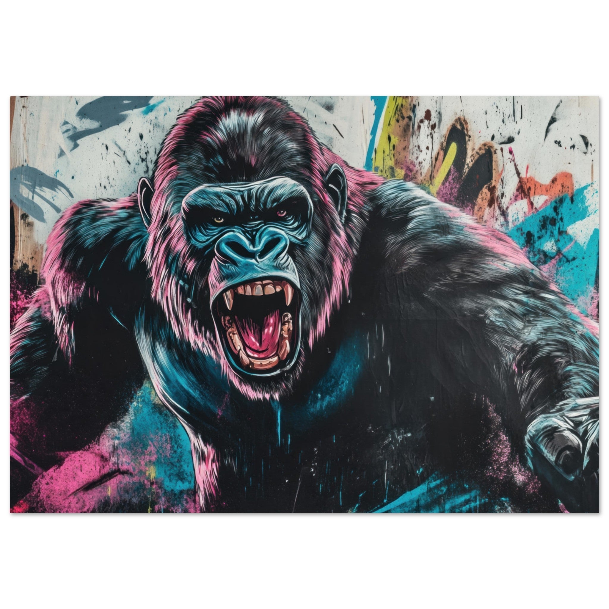 Fine Art Poster Landscape - Graffiti - Style Street Art Gorilla A powerful 7 - Shop Ai Art WebShop - Digital Art online Store
