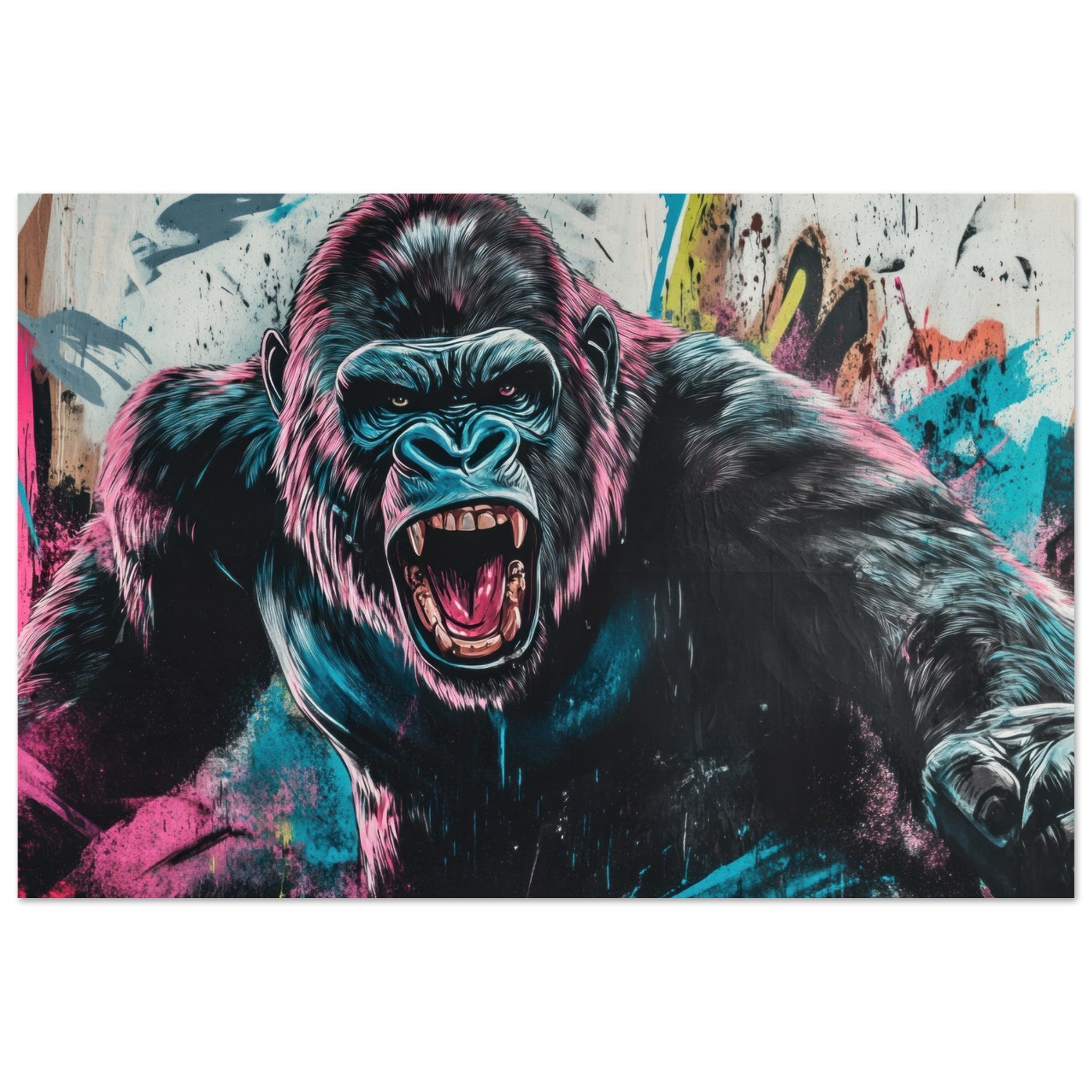 Fine Art Poster Landscape - Graffiti - Style Street Art Gorilla A powerful 7 - Shop Ai Art WebShop - Digital Art online Store