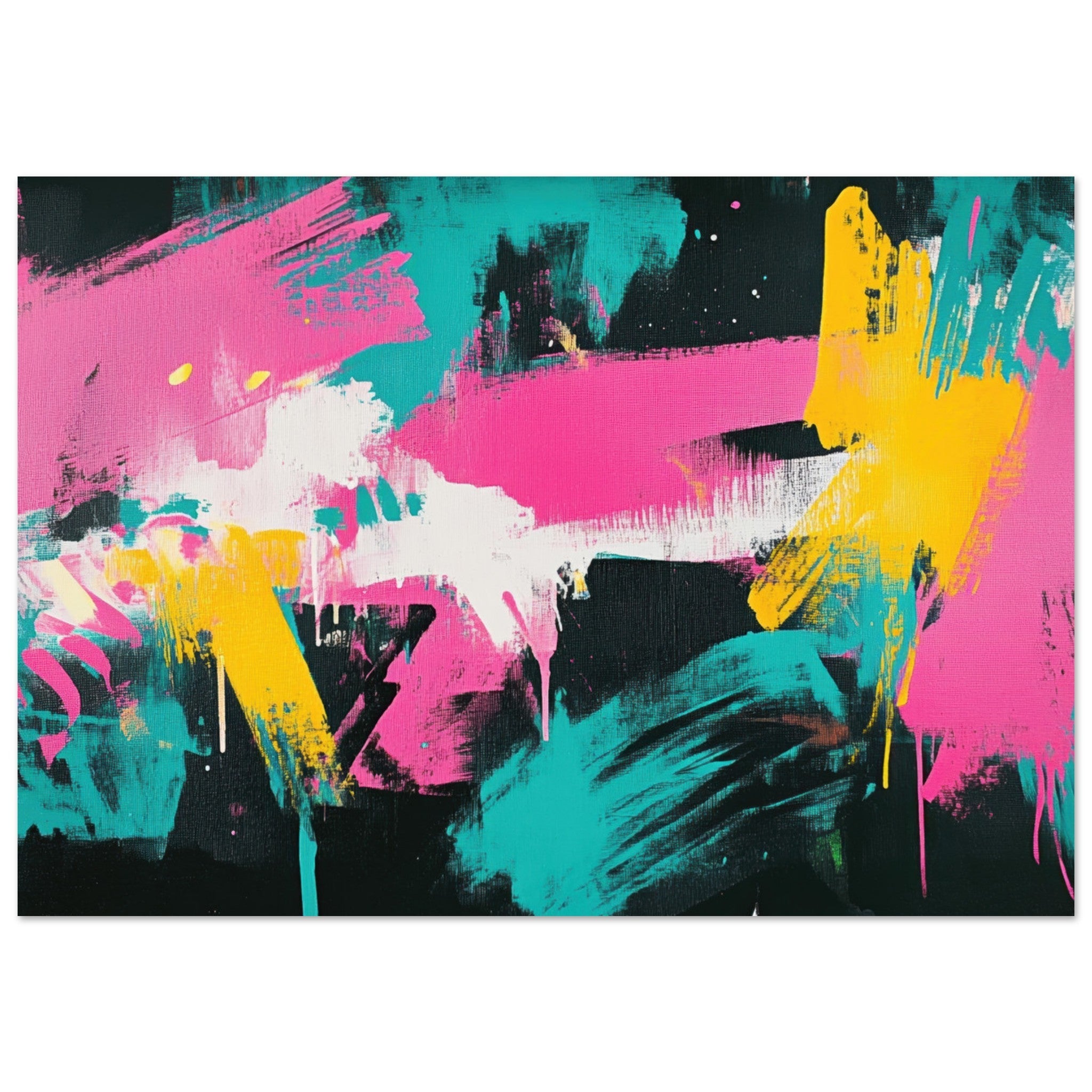 Fine Art Poster Landscape - Neon Reverie An explosion of neon lights in pink - Shop Ai Art WebShop - Digital Art online Store