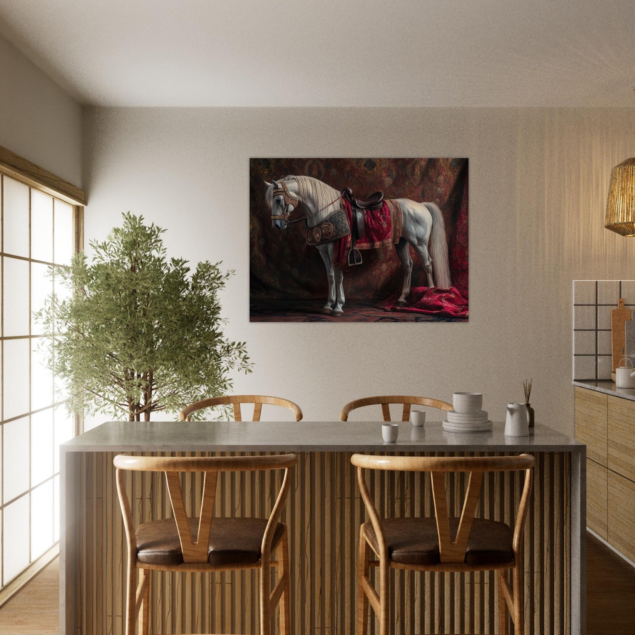 Fine Art Poster Landscape - Renaissance Portrait of a Noble Horse A dignified 4 - Shop Ai Art WebShop - Digital Art online Store
