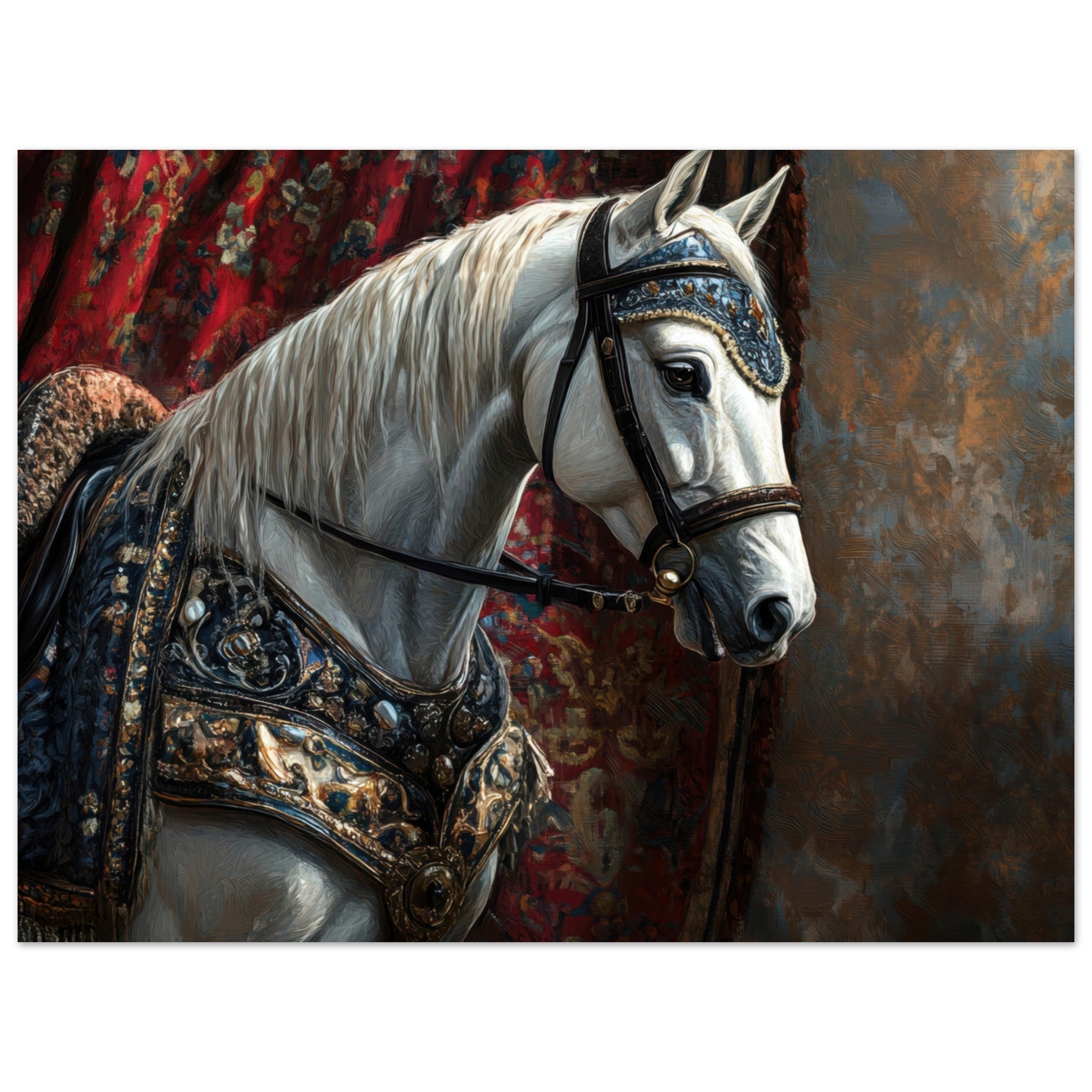 Fine Art Poster Landscape - Renaissance Portrait of a Noble Horse A dignified 6 - Shop Ai Art WebShop - Digital Art online Store