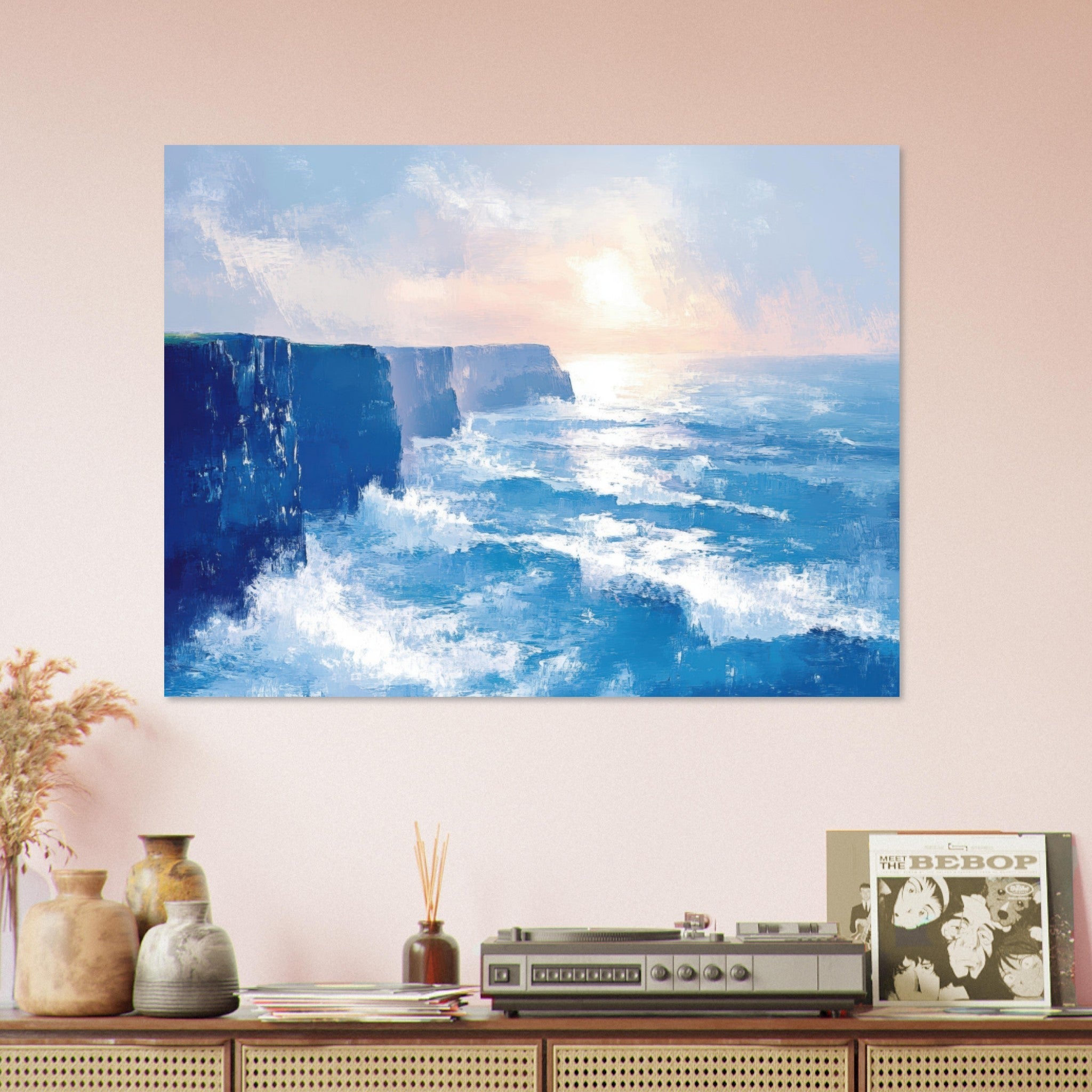 Fine Art Poster Landscape - Seaside Cliff at Sunrise A breathtaking Empress 2 - Shop Ai Art WebShop - Digital Art online Store