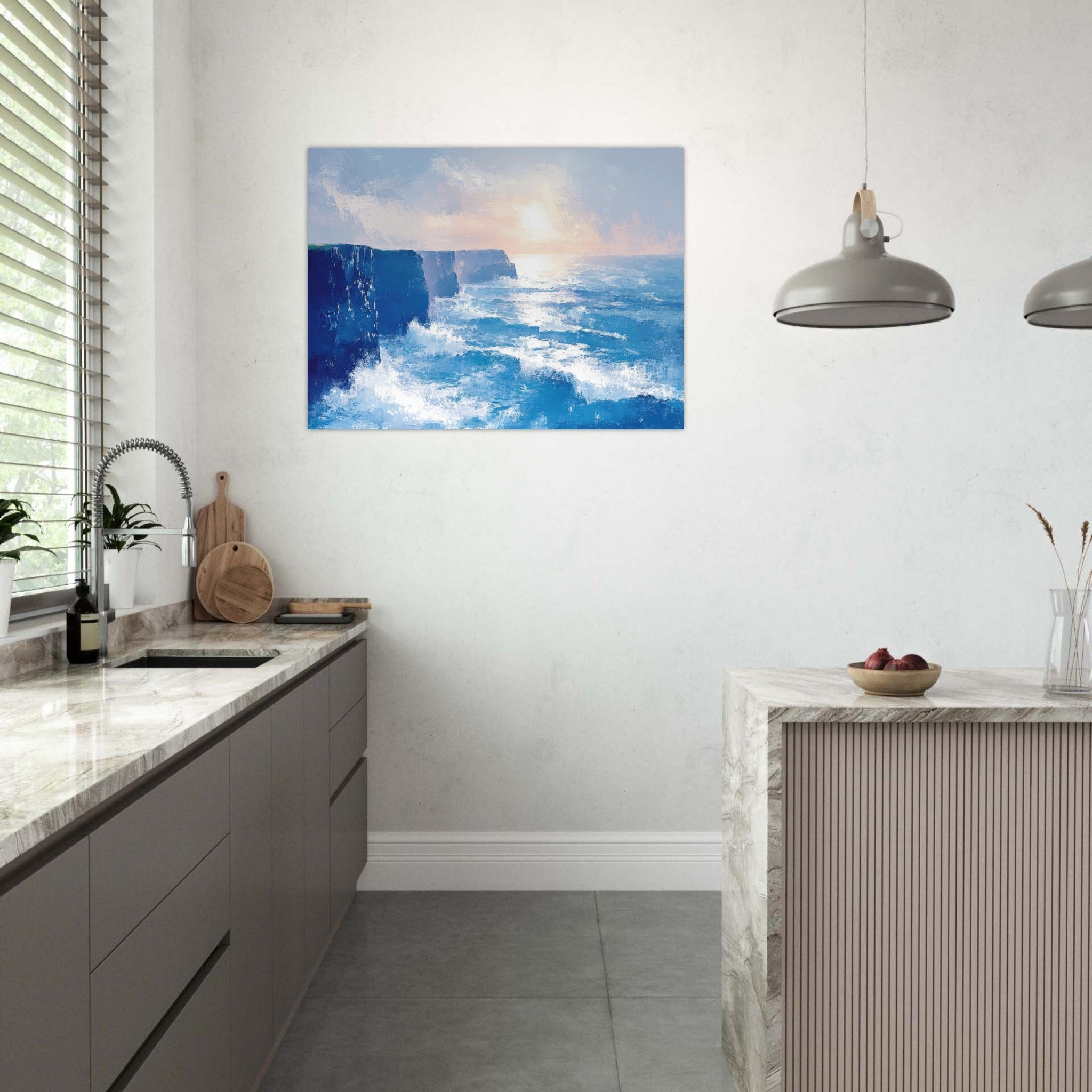 Fine Art Poster Landscape - Seaside Cliff at Sunrise A breathtaking Empress 2 - Shop Ai Art WebShop - Digital Art online Store