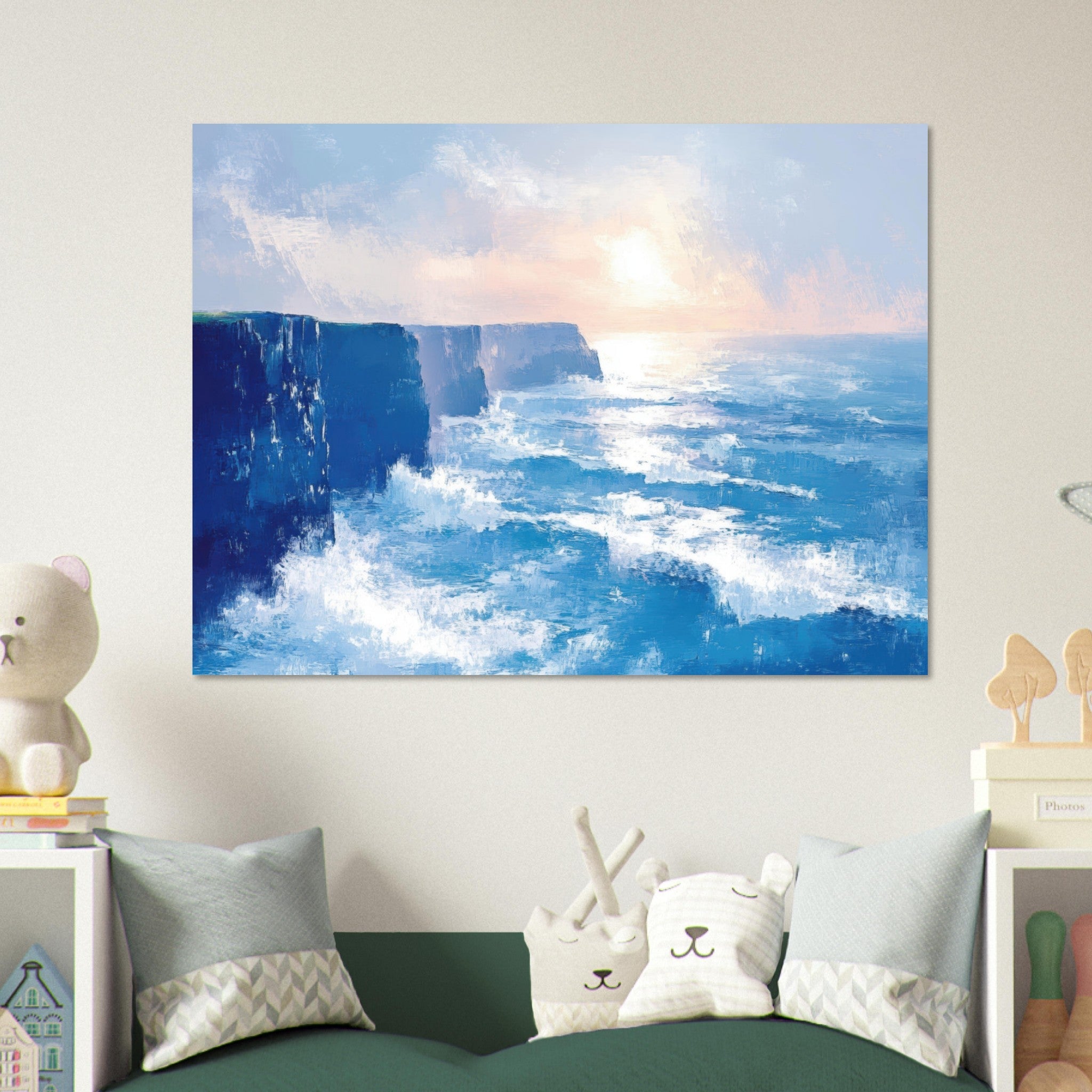 Fine Art Poster Landscape - Seaside Cliff at Sunrise A breathtaking Empress 2 - Shop Ai Art WebShop - Digital Art online Store