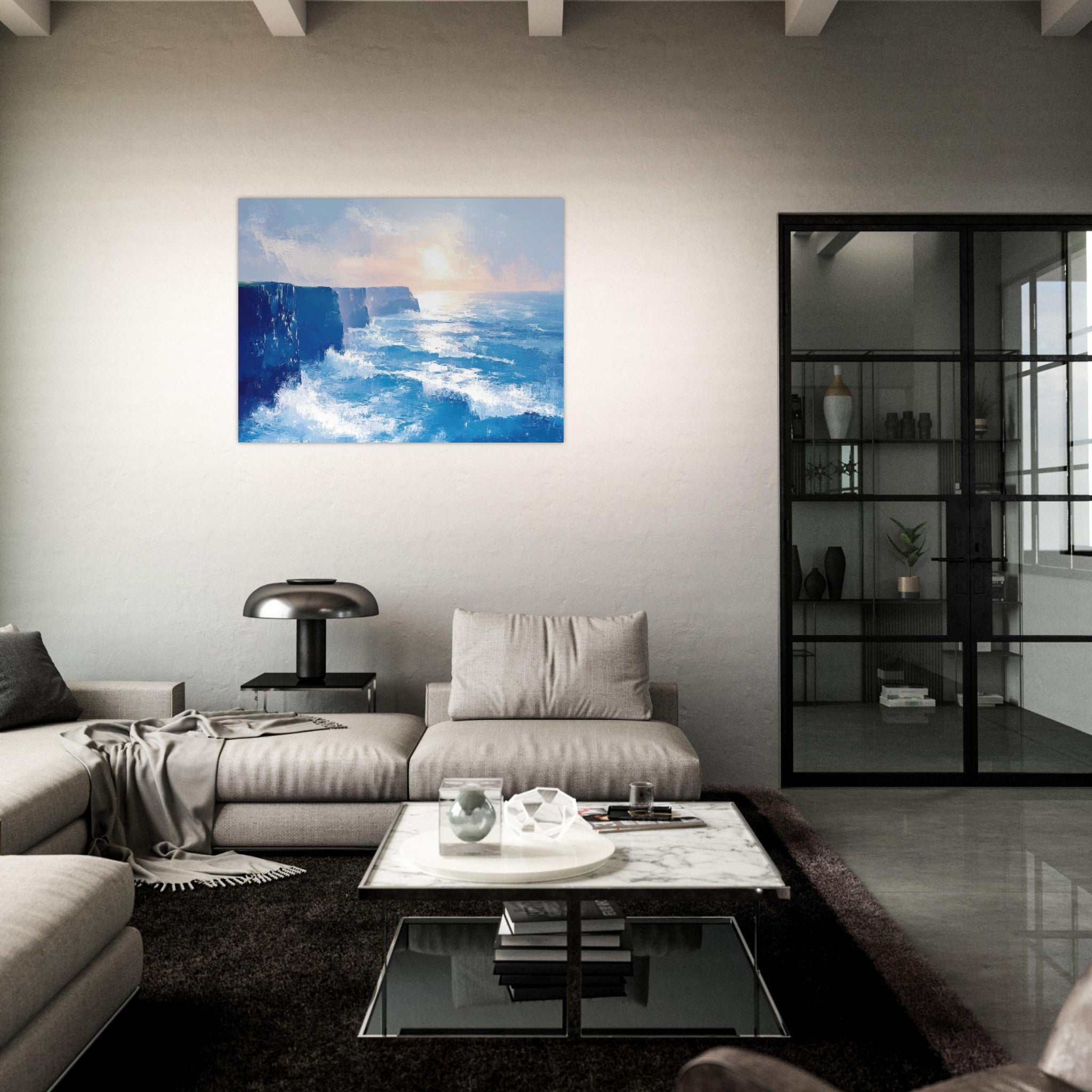 Fine Art Poster Landscape - Seaside Cliff at Sunrise A breathtaking Empress 2 - Shop Ai Art WebShop - Digital Art online Store