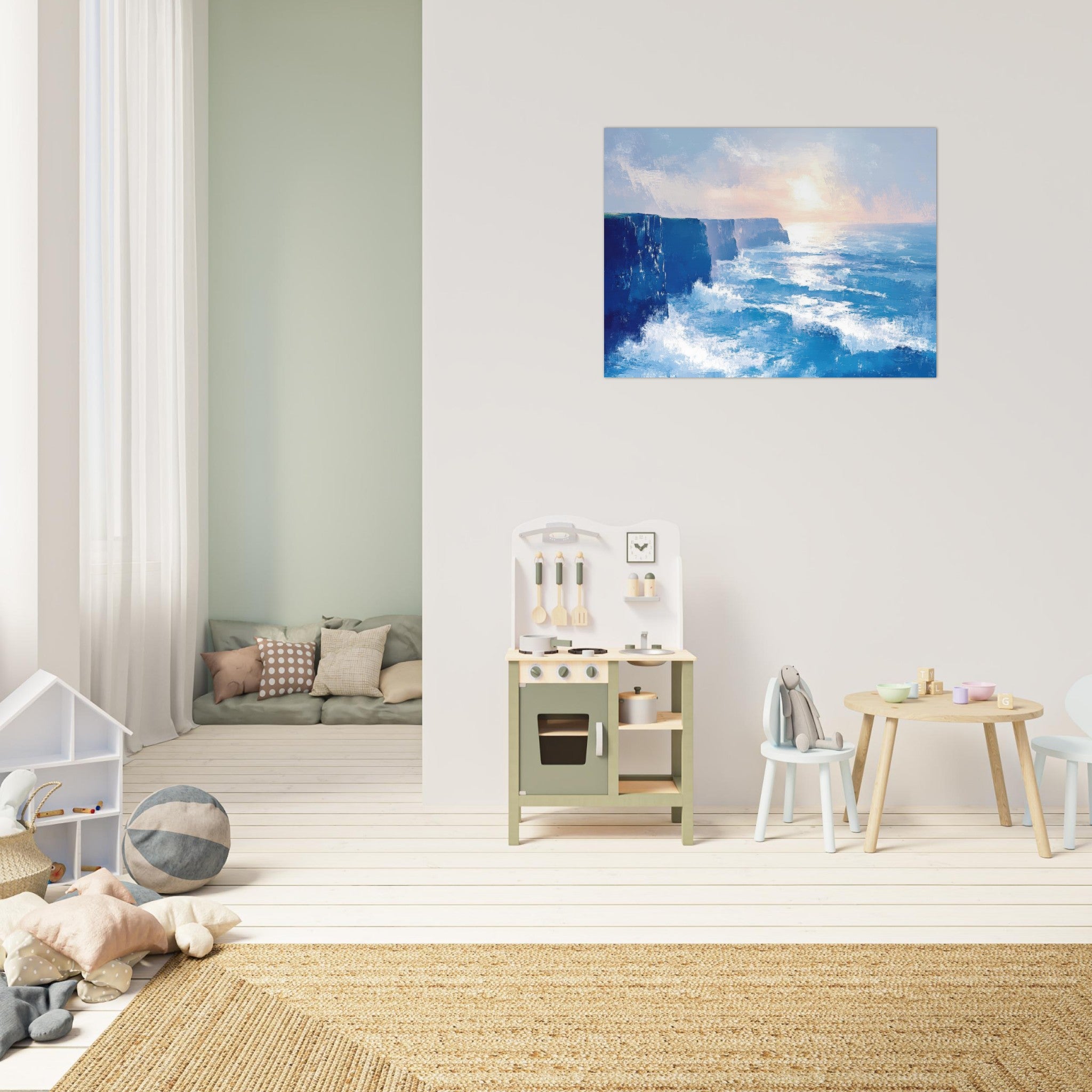 Fine Art Poster Landscape - Seaside Cliff at Sunrise A breathtaking Empress 2 - Shop Ai Art WebShop - Digital Art online Store