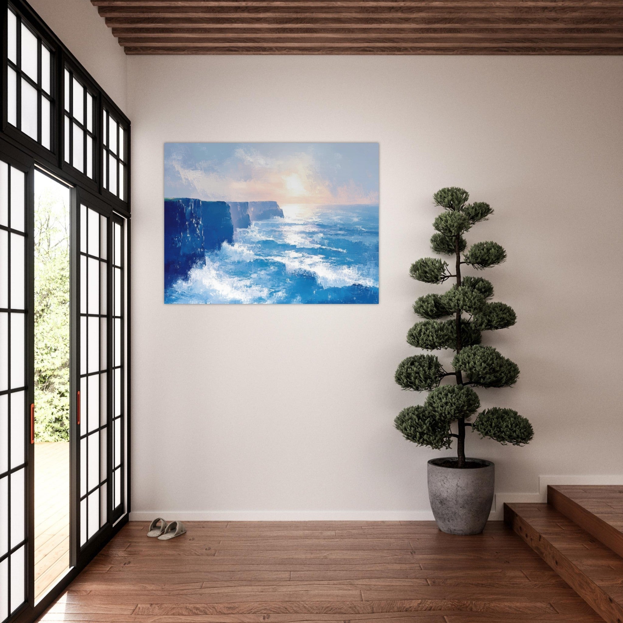Fine Art Poster Landscape - Seaside Cliff at Sunrise A breathtaking Empress 2 - Shop Ai Art WebShop - Digital Art online Store