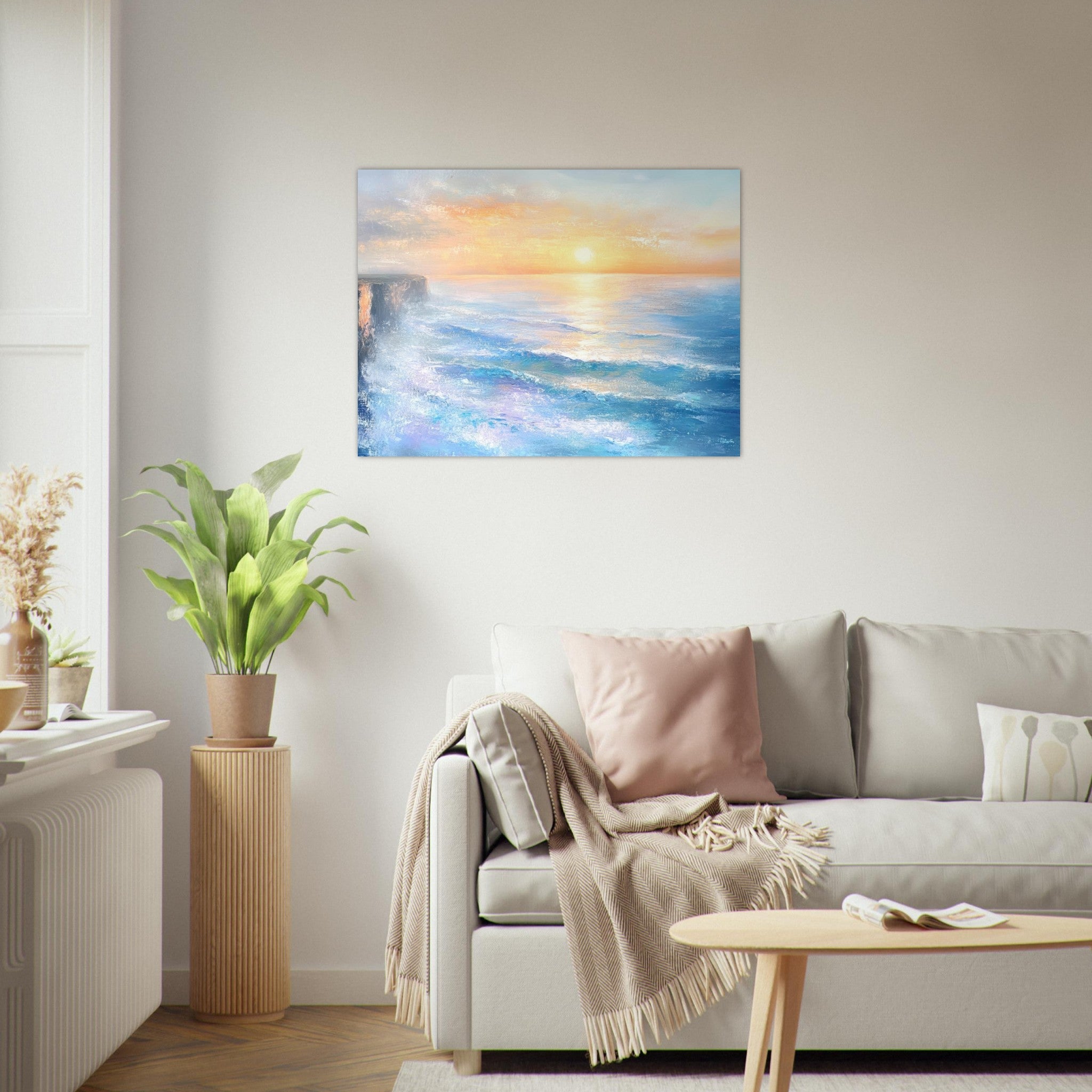Fine Art Poster Landscape - Seaside Cliff at Sunrise A breathtaking Empress - Shop Ai Art WebShop - Digital Art online Store