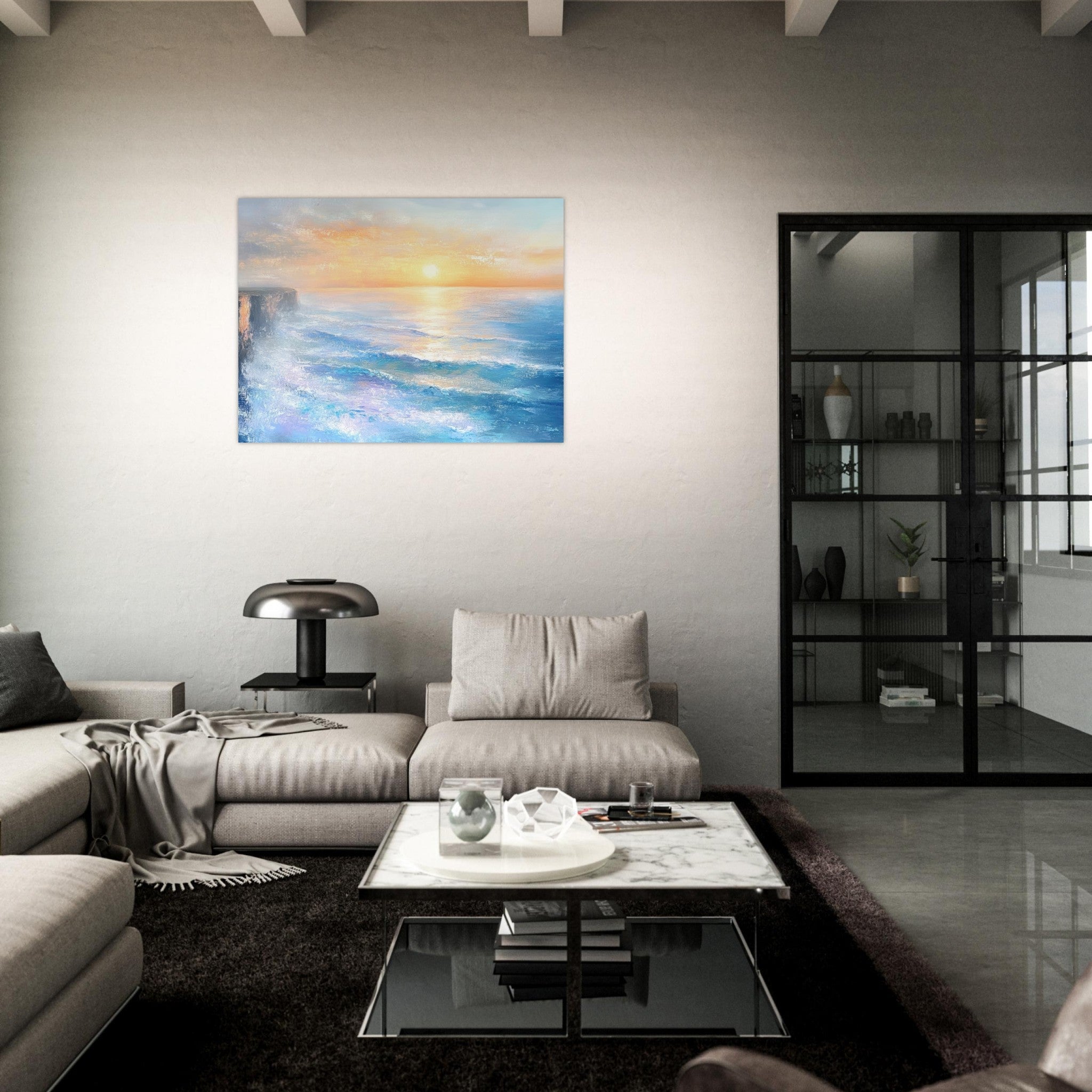 Fine Art Poster Landscape - Seaside Cliff at Sunrise A breathtaking Empress - Shop Ai Art WebShop - Digital Art online Store