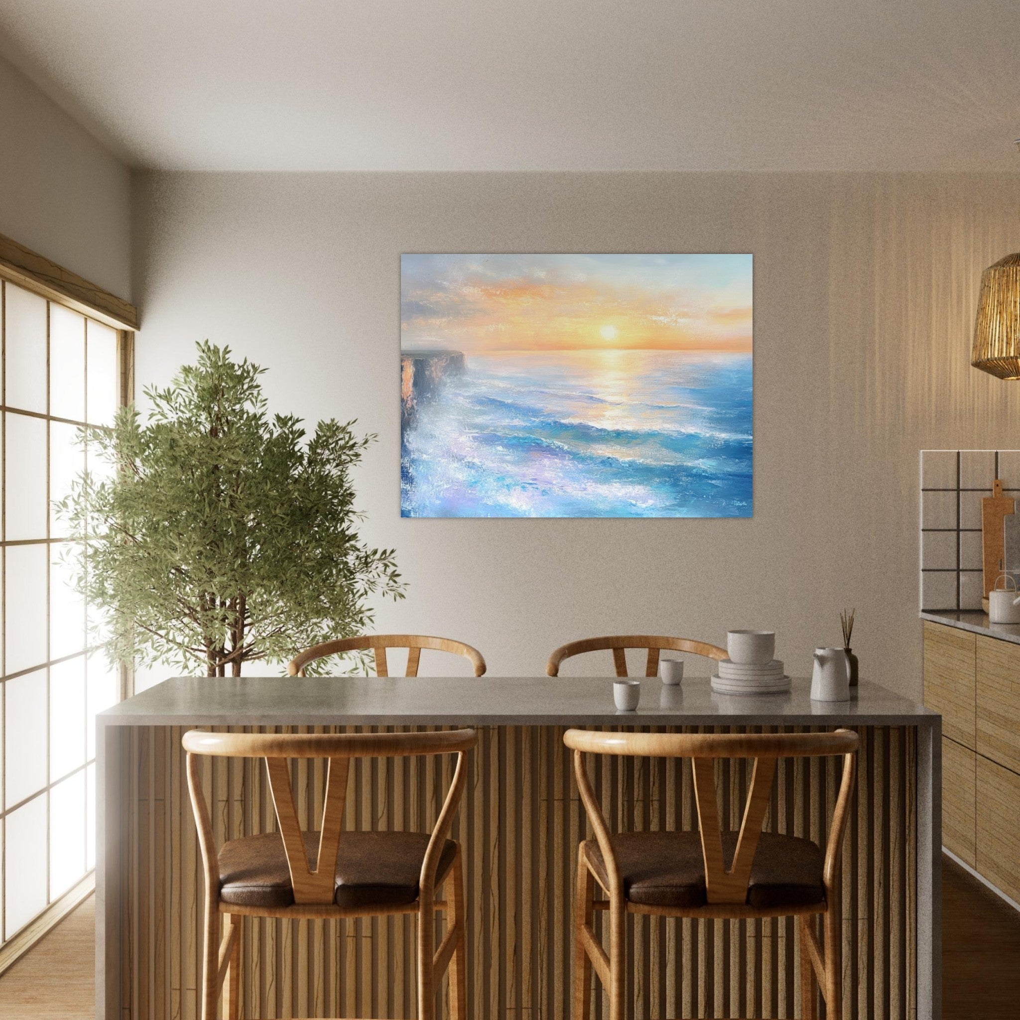 Fine Art Poster Landscape - Seaside Cliff at Sunrise A breathtaking Empress - Shop Ai Art WebShop - Digital Art online Store