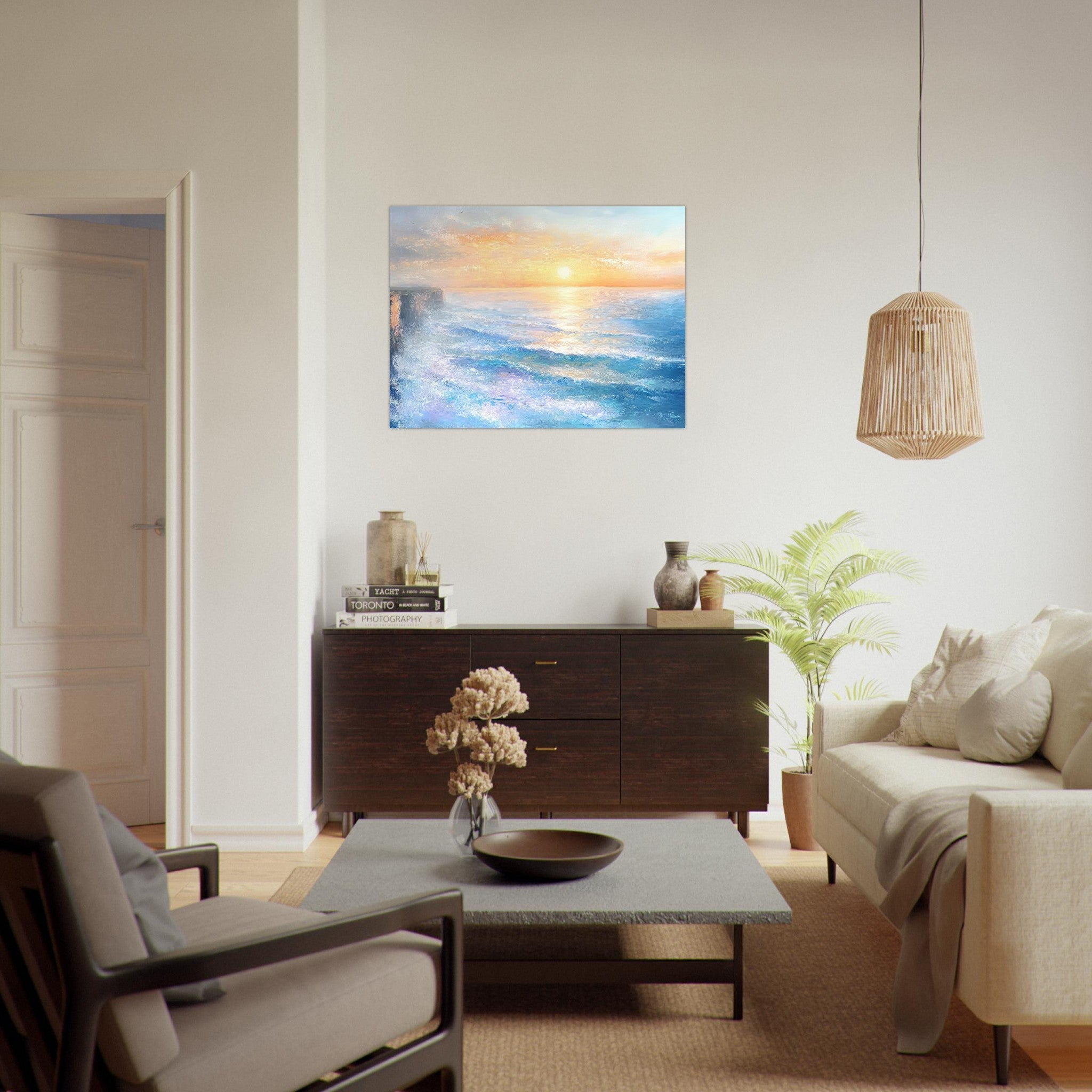 Fine Art Poster Landscape - Seaside Cliff at Sunrise A breathtaking Empress - Shop Ai Art WebShop - Digital Art online Store