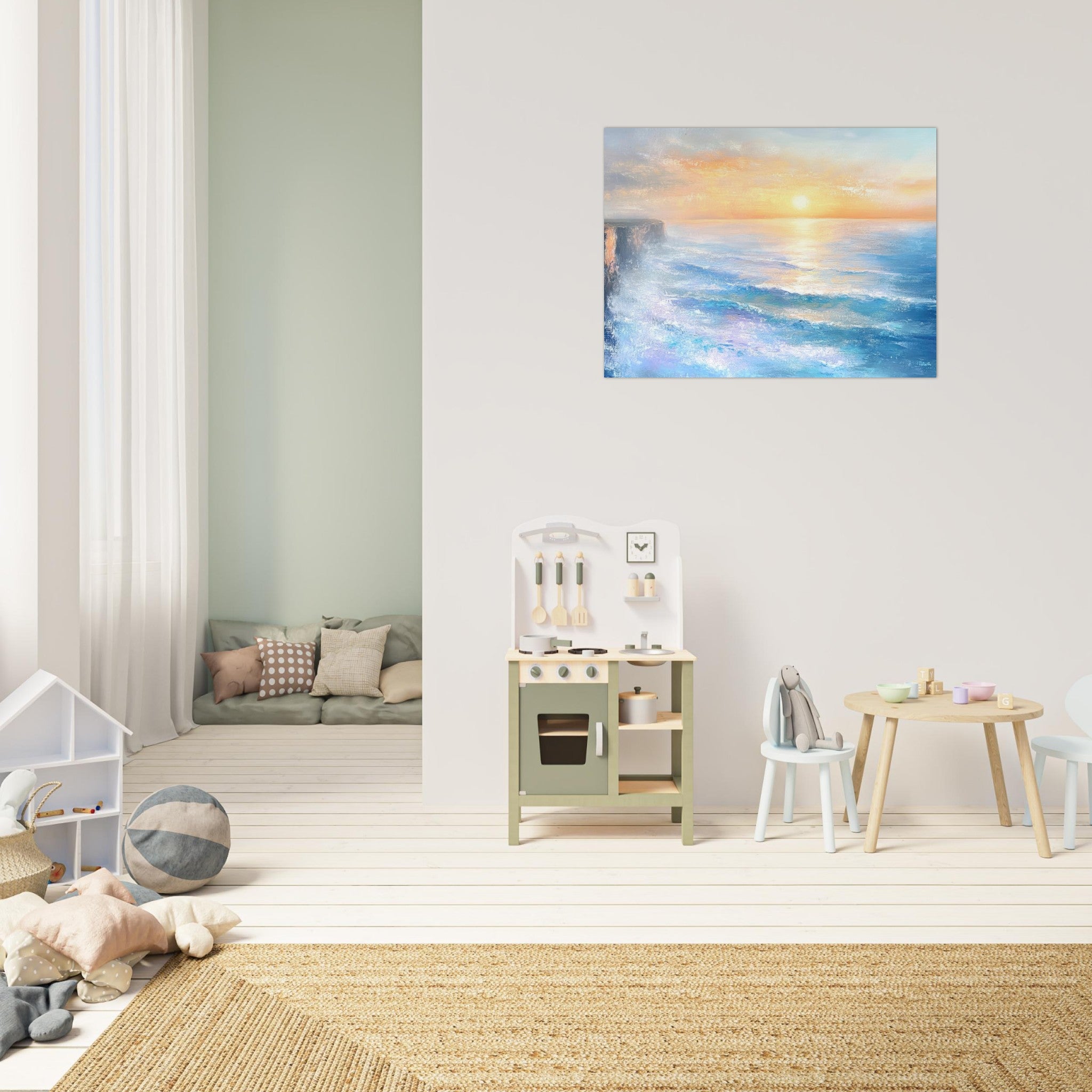 Fine Art Poster Landscape - Seaside Cliff at Sunrise A breathtaking Empress - Shop Ai Art WebShop - Digital Art online Store
